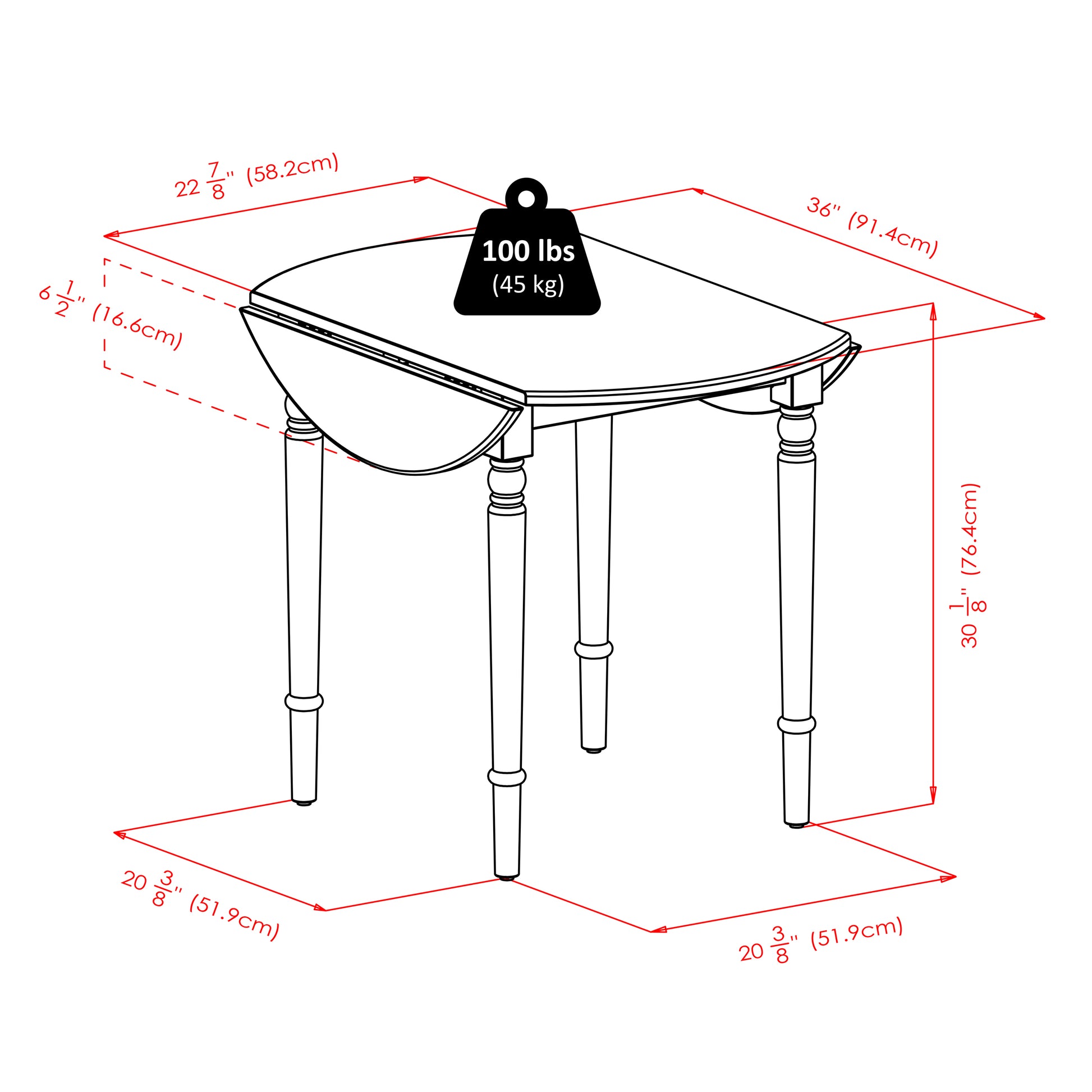 Sorella Round Double Drop Leaf Dining Table, Walnut