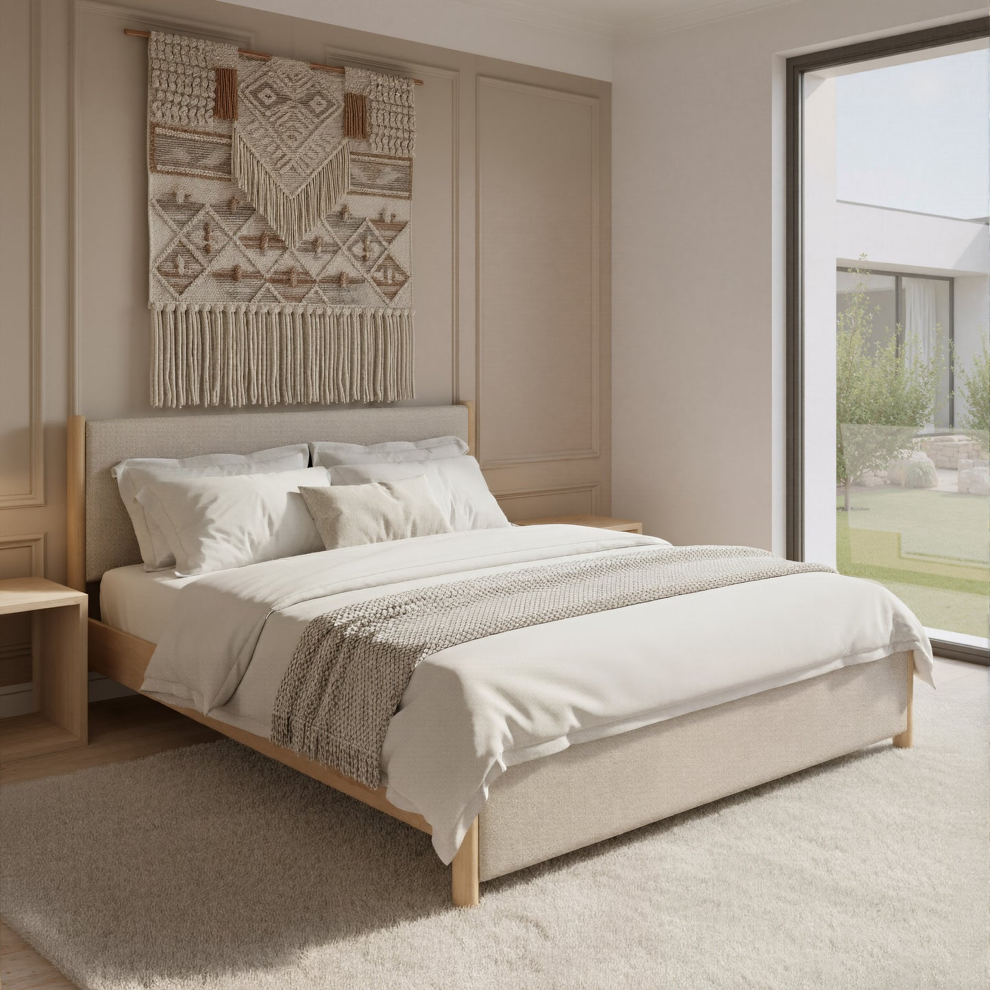 Hadi King Bed Beige & Natural - 8