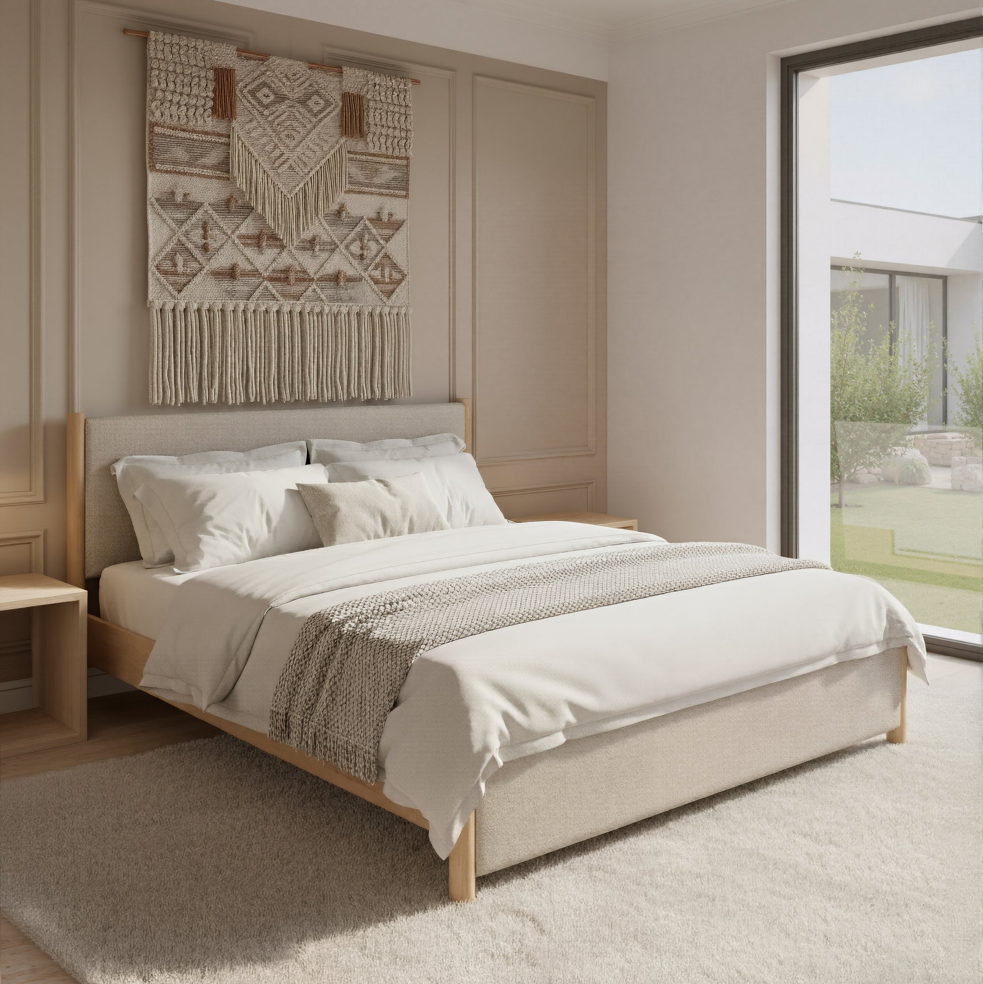 Hadi King Bed Beige & Natural - 8