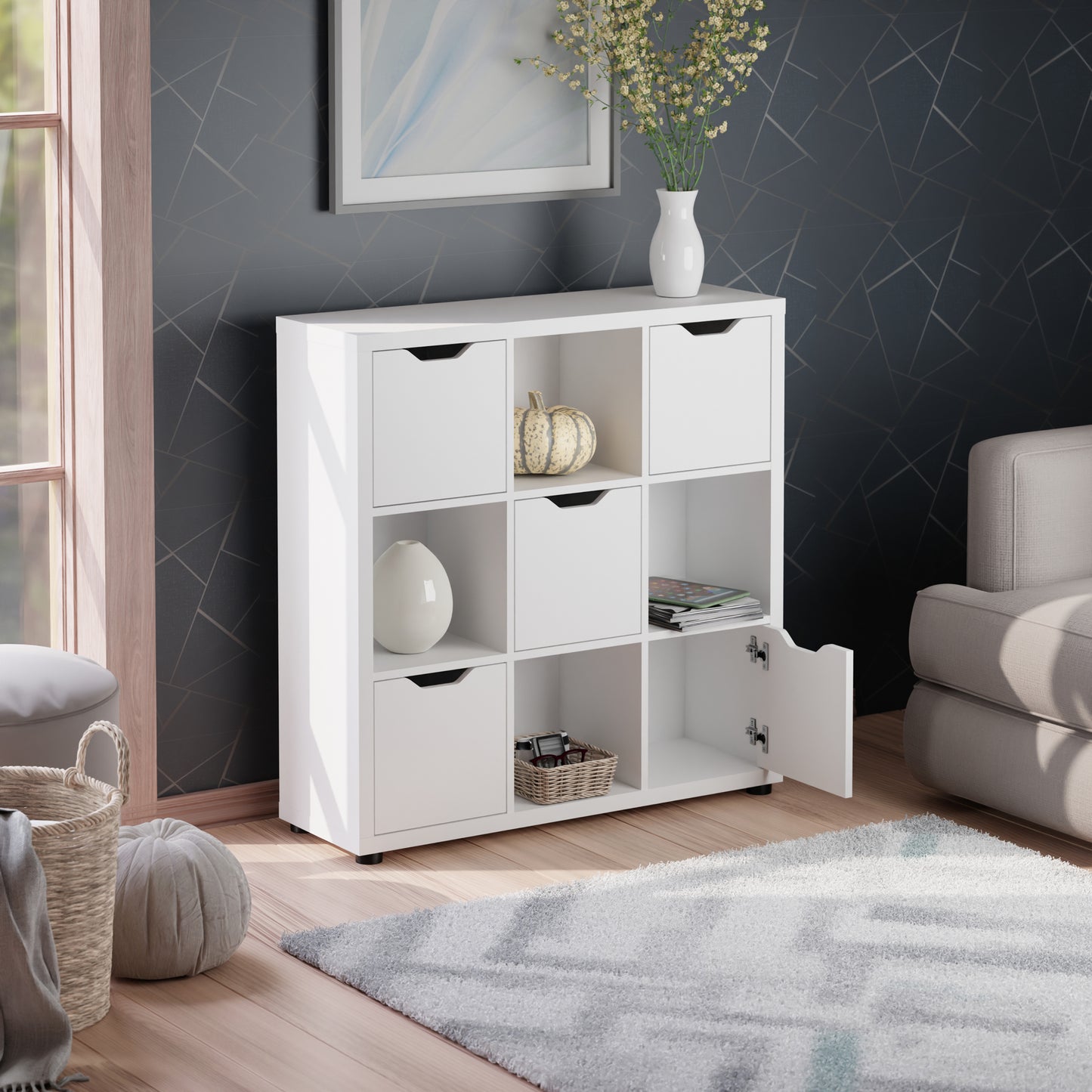 Julian 3x3 Storage Cabinet, White