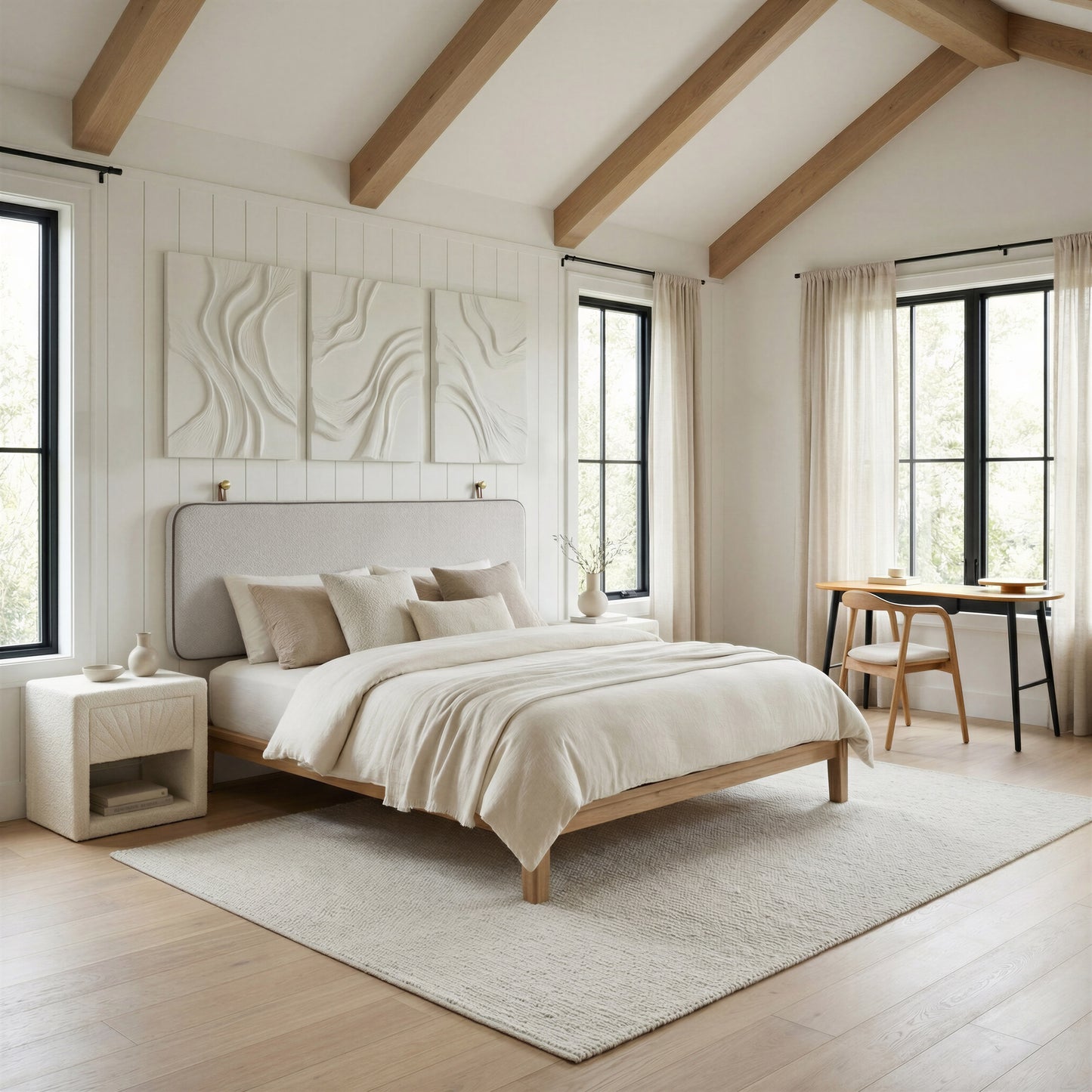 Bela Floating Queen Headboard Ivory - 11