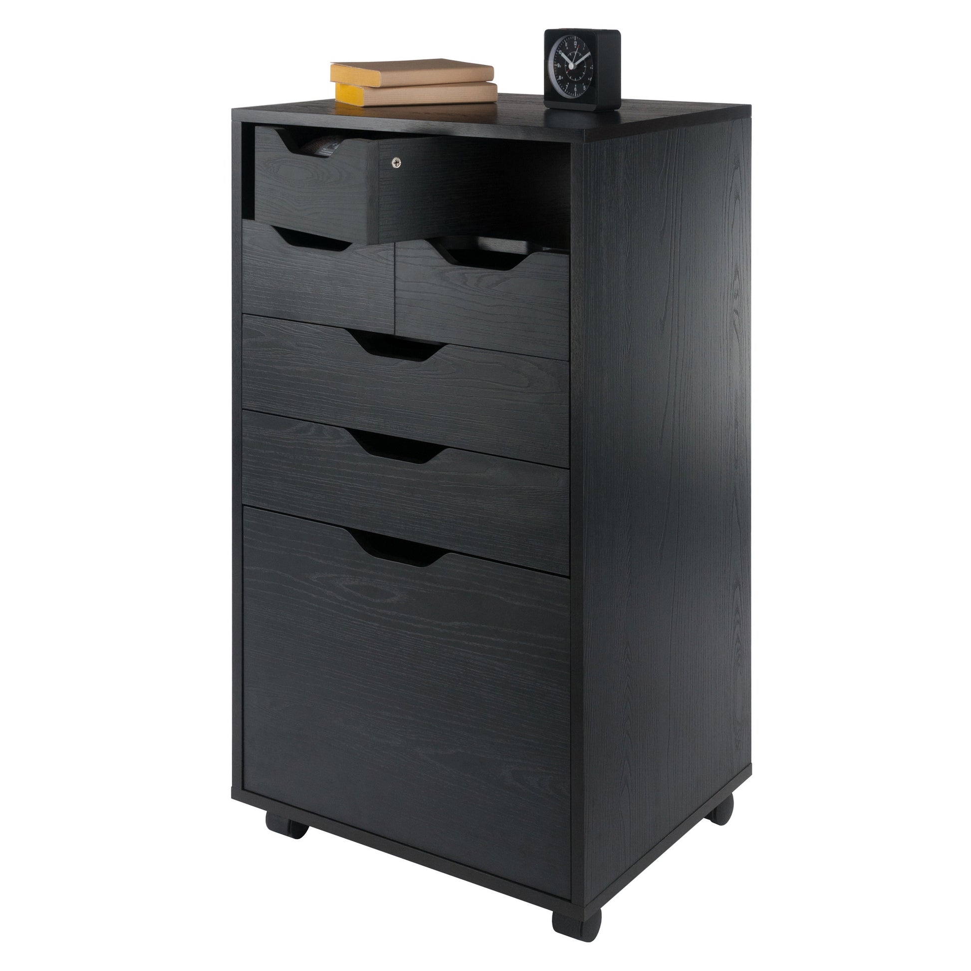 Halifax Bins & Drawers Multi-Storage Tall Mobile Cabinet, Black