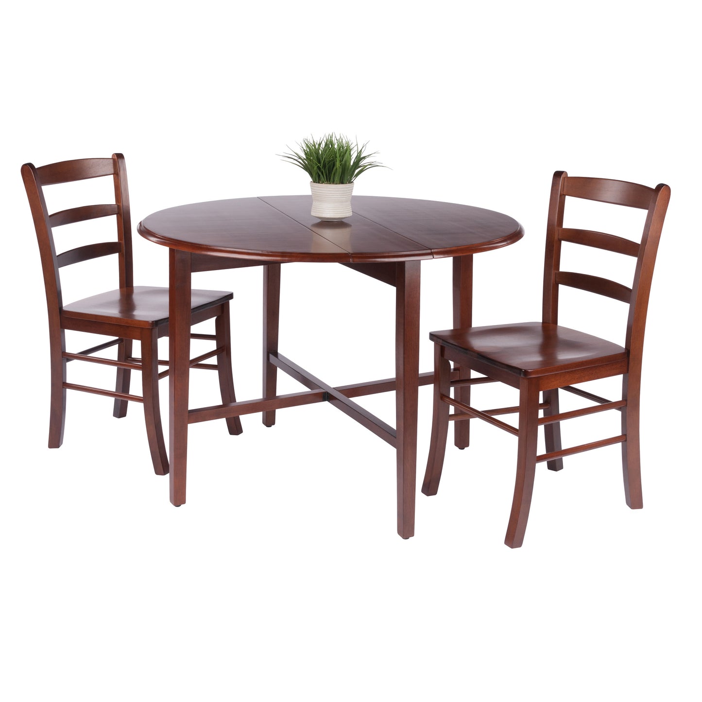 Hannah 3-Pc Drop Leaf Table with Ladder-back Chairs, Walnut