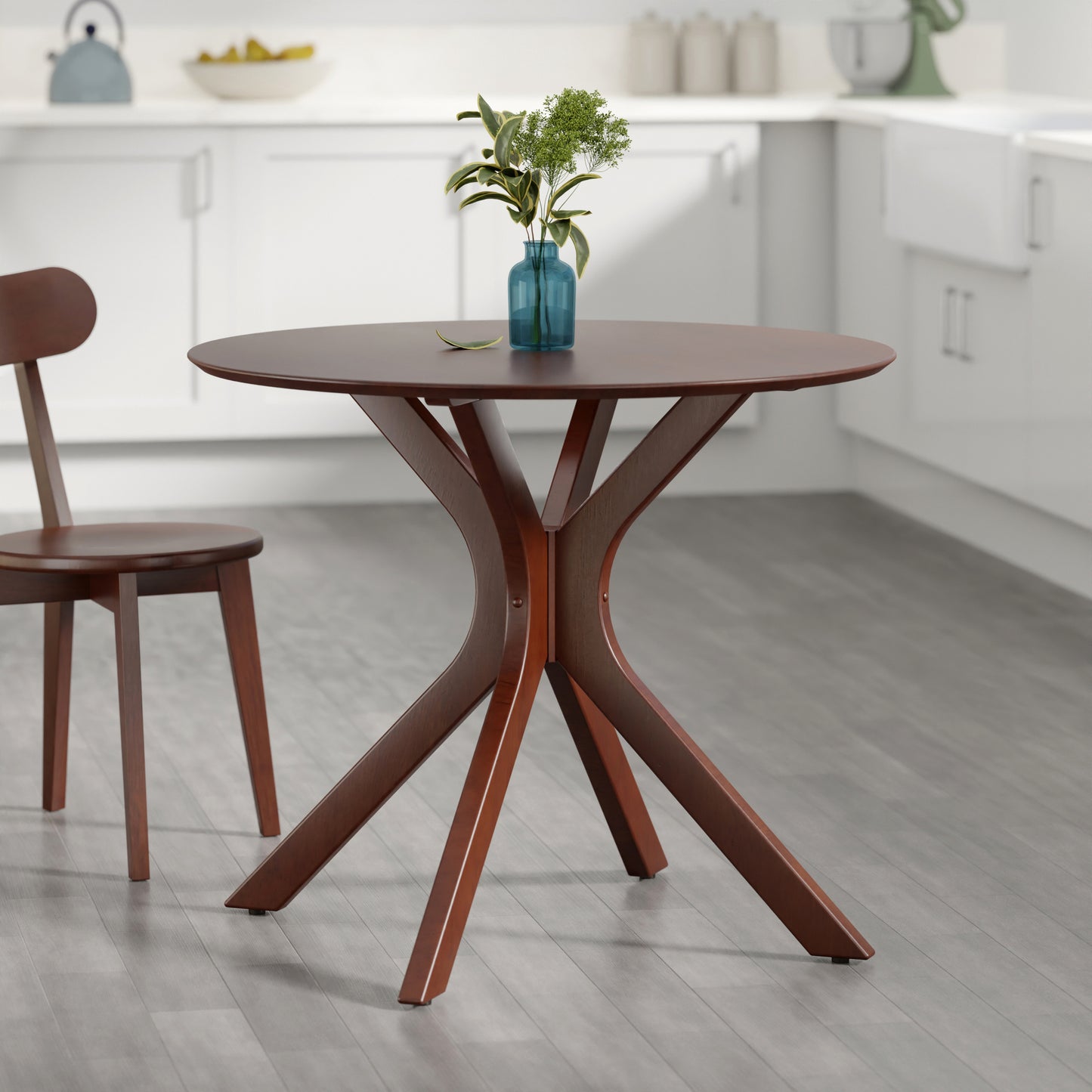 Lexa Dining Table with Splayed Legs, Walnut Finish