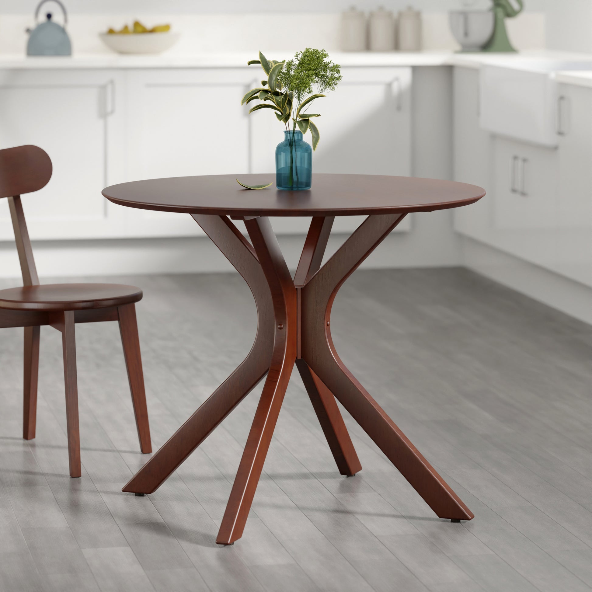 Lexa Dining Table with Splayed Legs, Walnut Finish