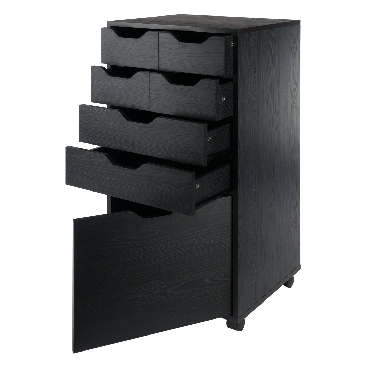 Halifax Bins & Drawers Multi-Storage Tall Mobile Cabinet, Black
