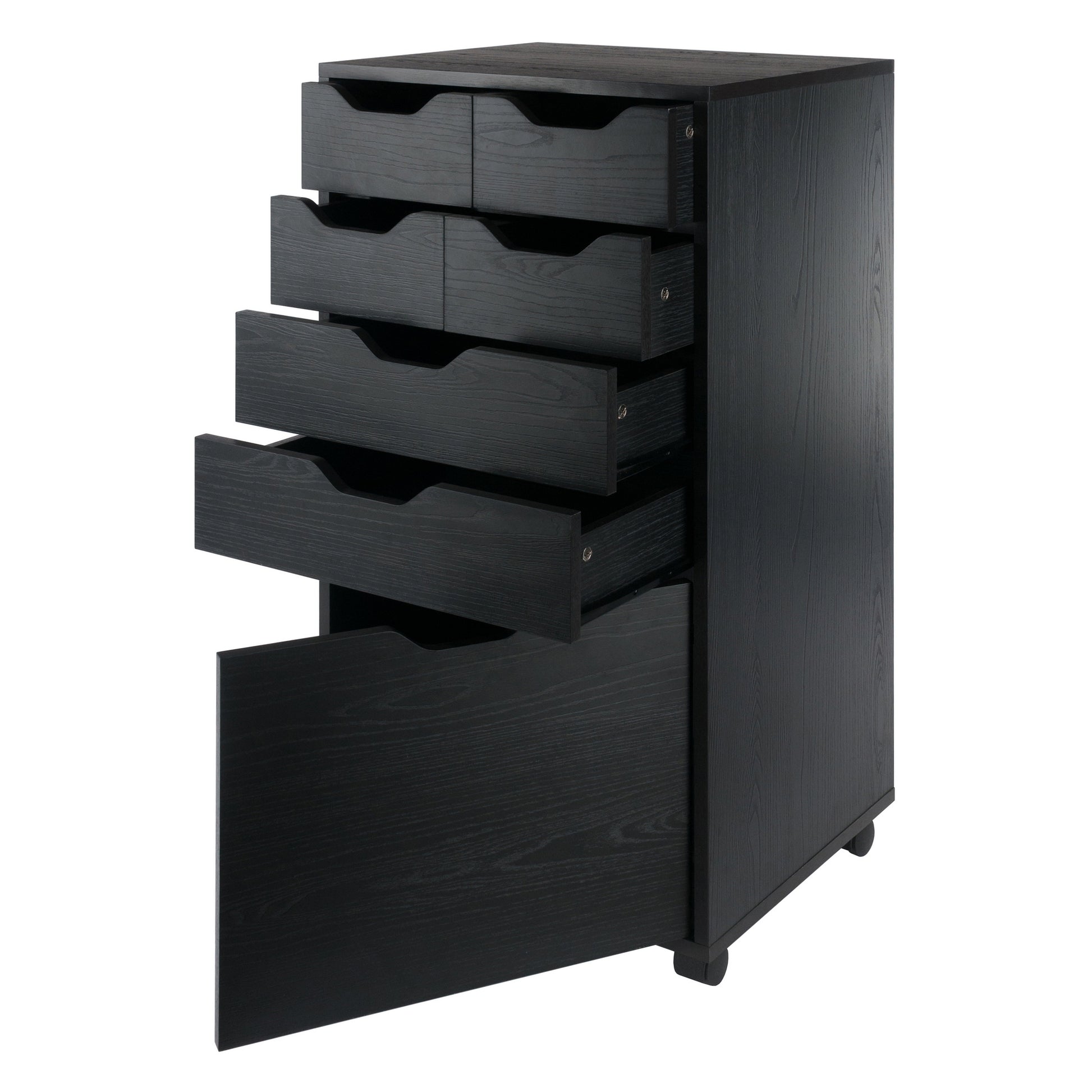 Halifax Bins & Drawers Multi-Storage Tall Mobile Cabinet, Black
