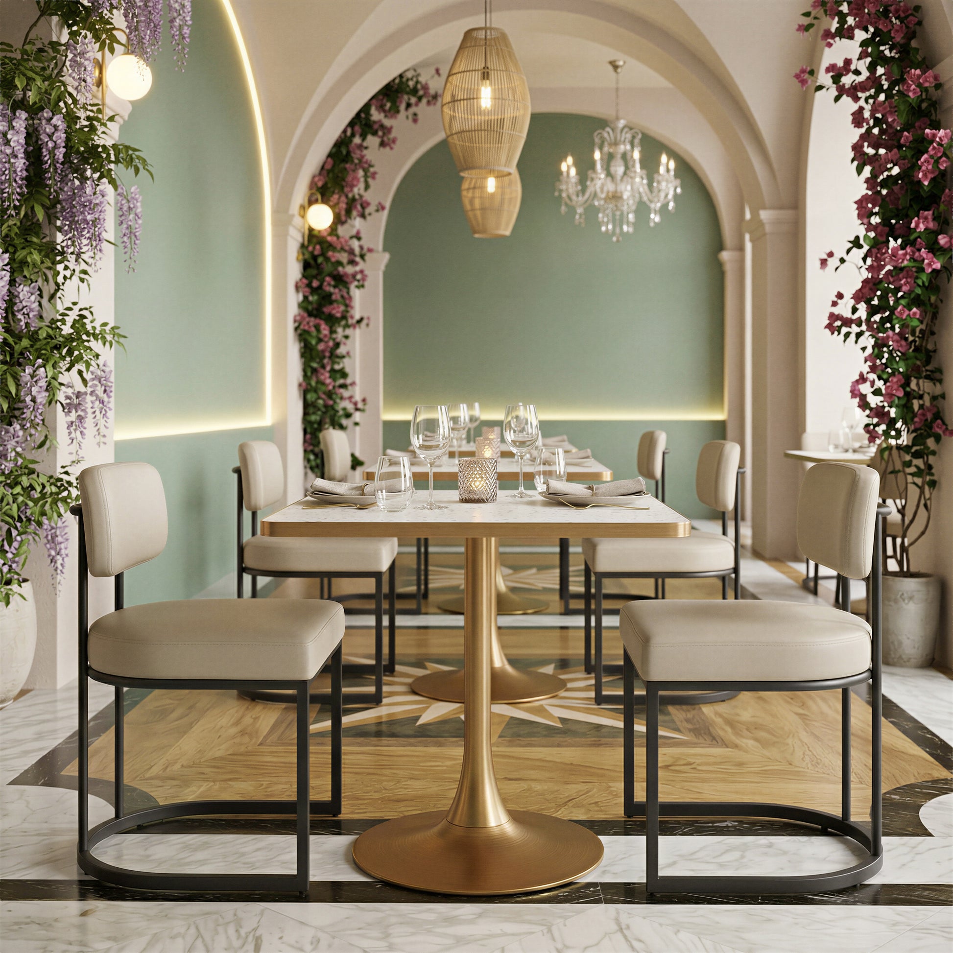 Spot Bistro Table Beige & Gold - 7