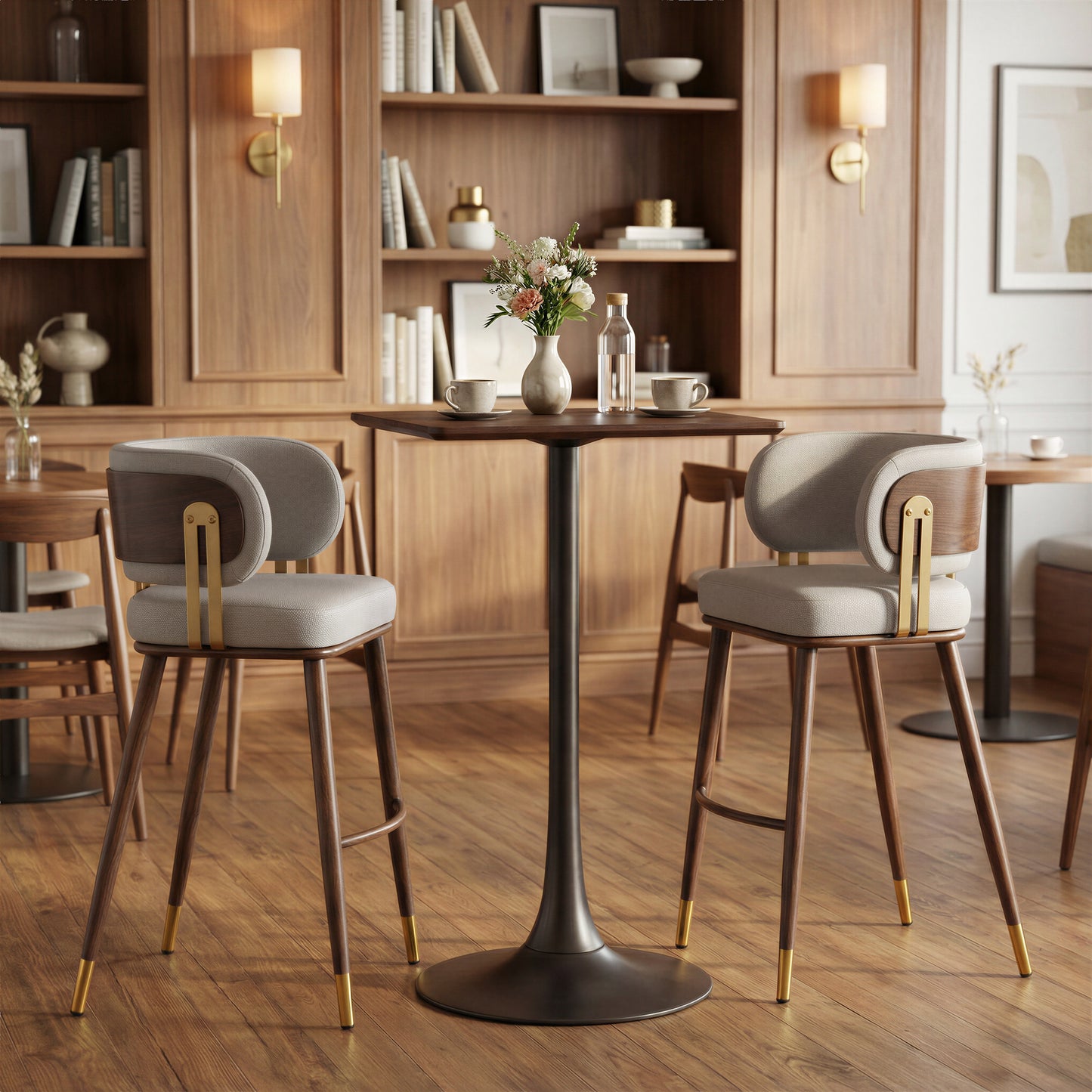 Brew Barstool Beige & Walnut - 8