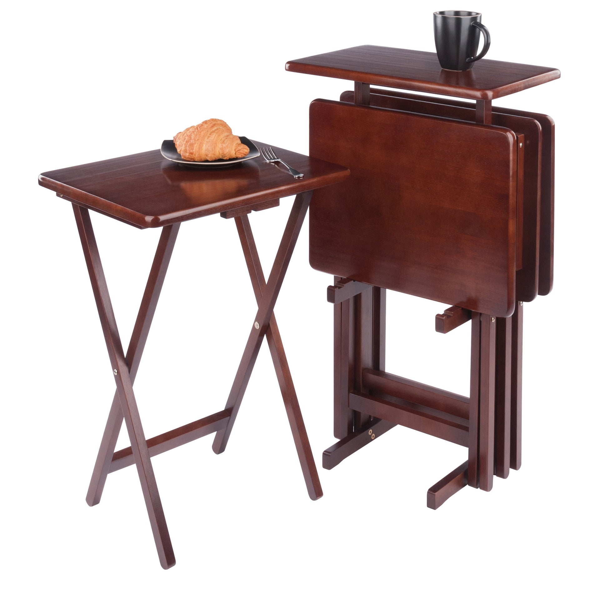 Riley 5-Pc Set Snack Table, Walnut Finish