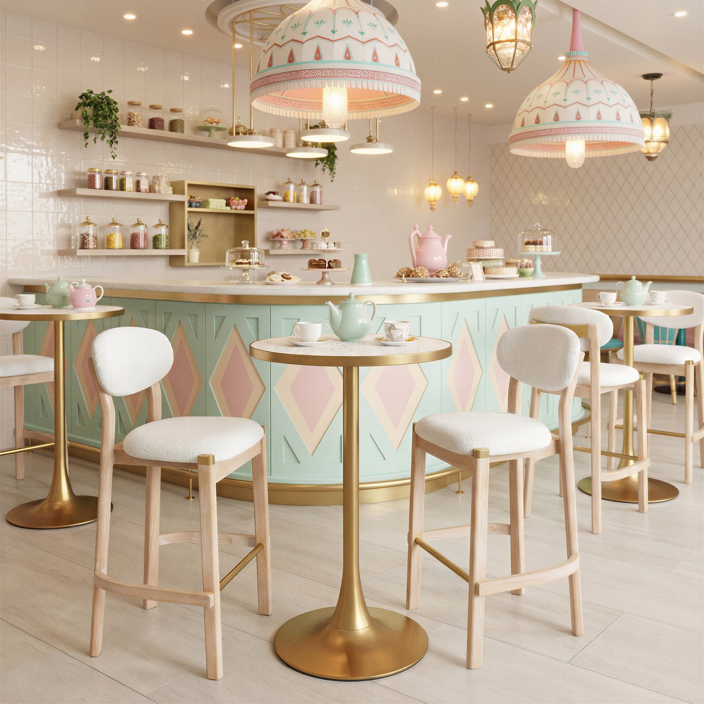 Bite Bar Table Beige & Gold - 6