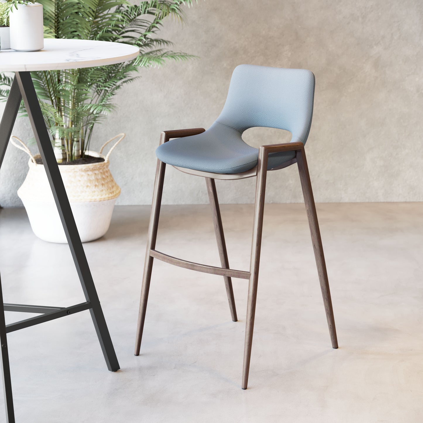 Desi Barstool (Set of 2) Blue & Walnut