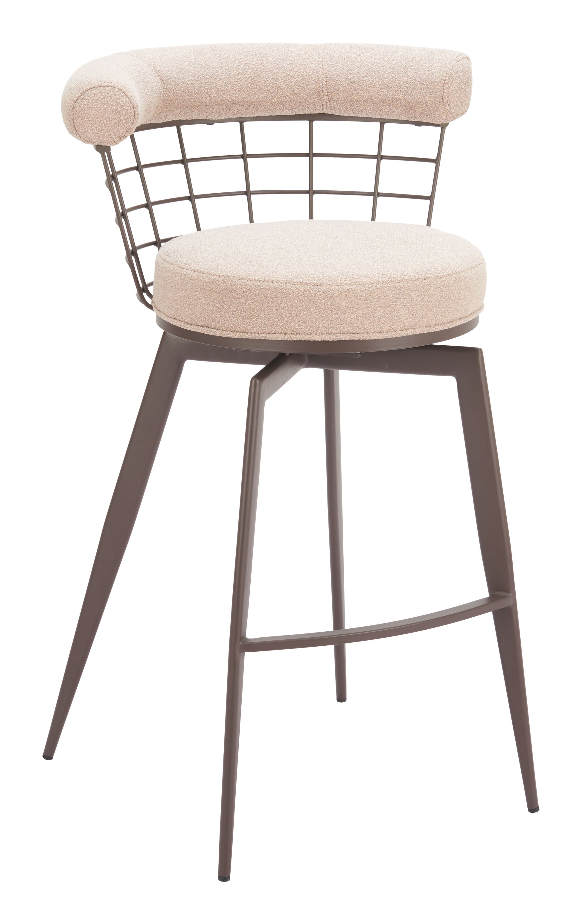 Saku Swivel Barstool Beige & Brown - 6