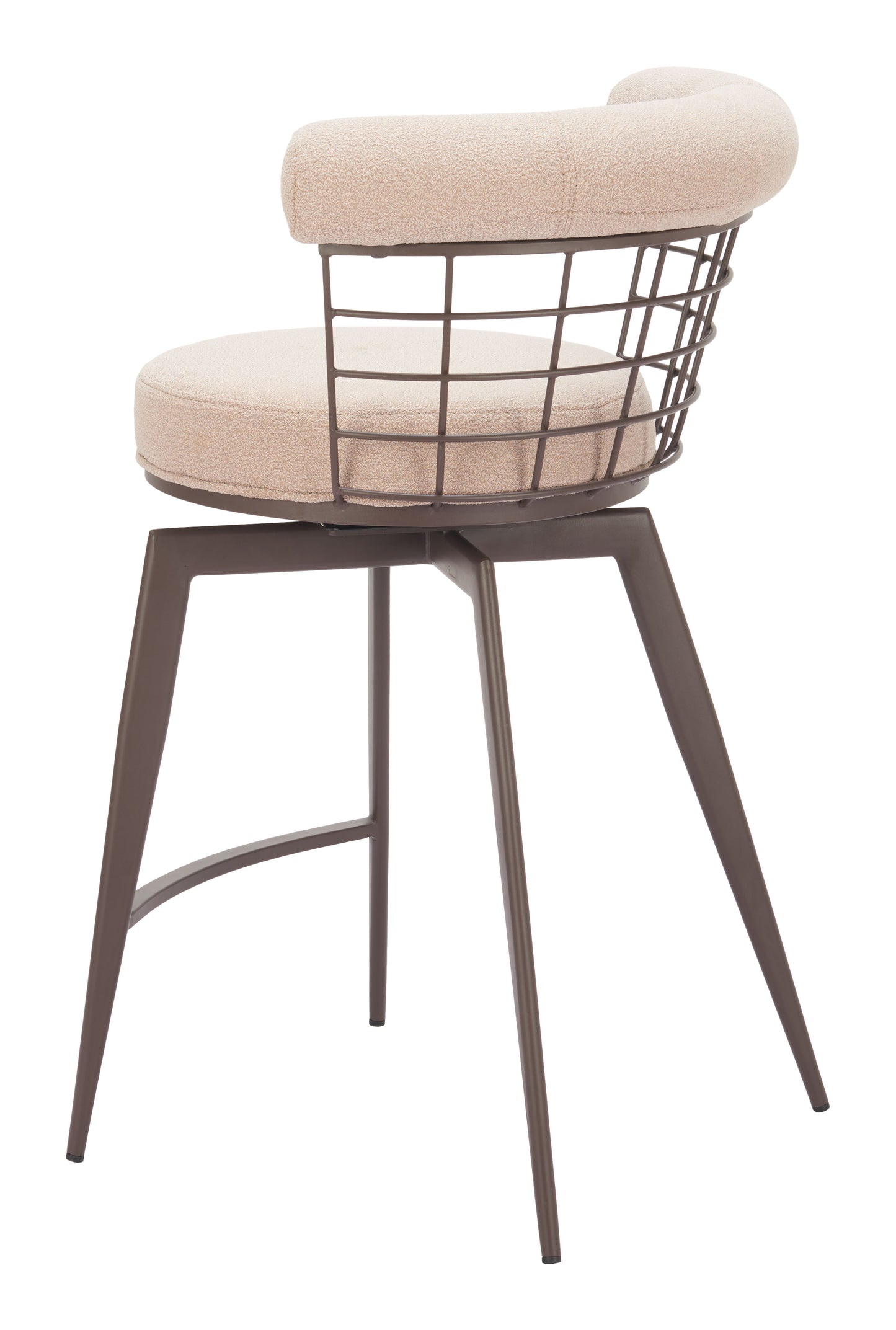Saku Swivel Counter Stool Beige & Brown - 5