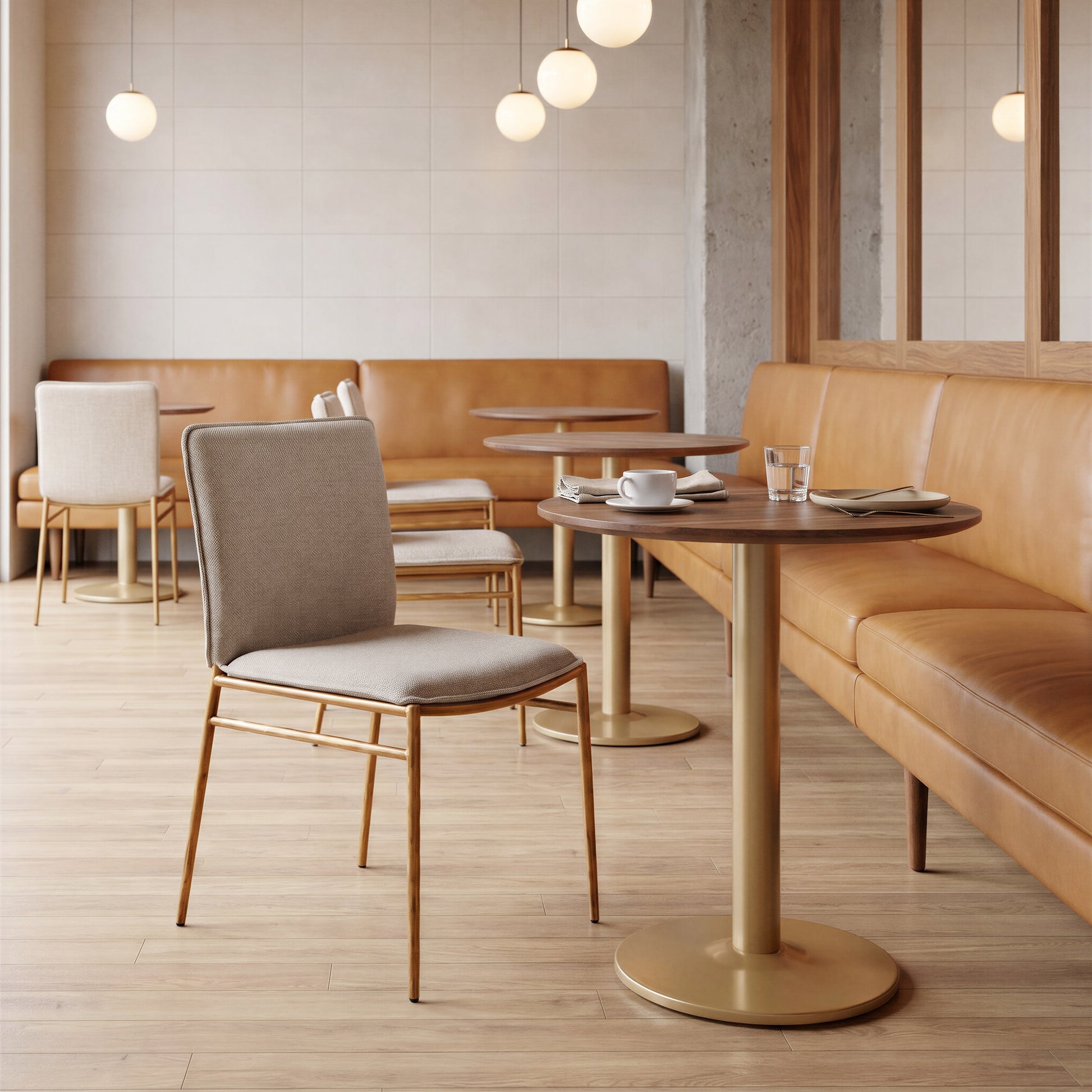 Nordvest Dining Chair Beige & Gold - 11