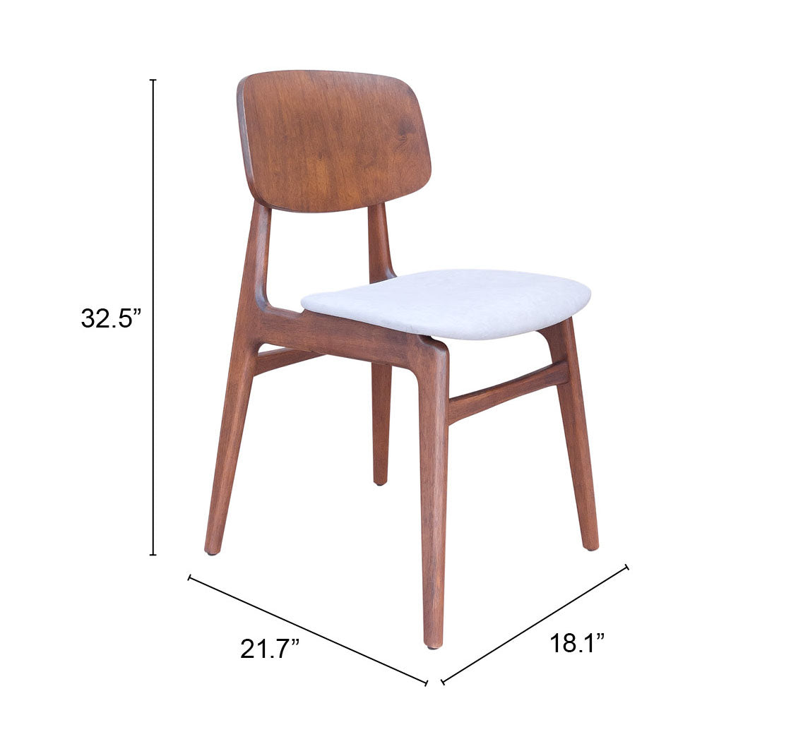 Othello Dining Chair (Set of 2) Light Gray & Walnut