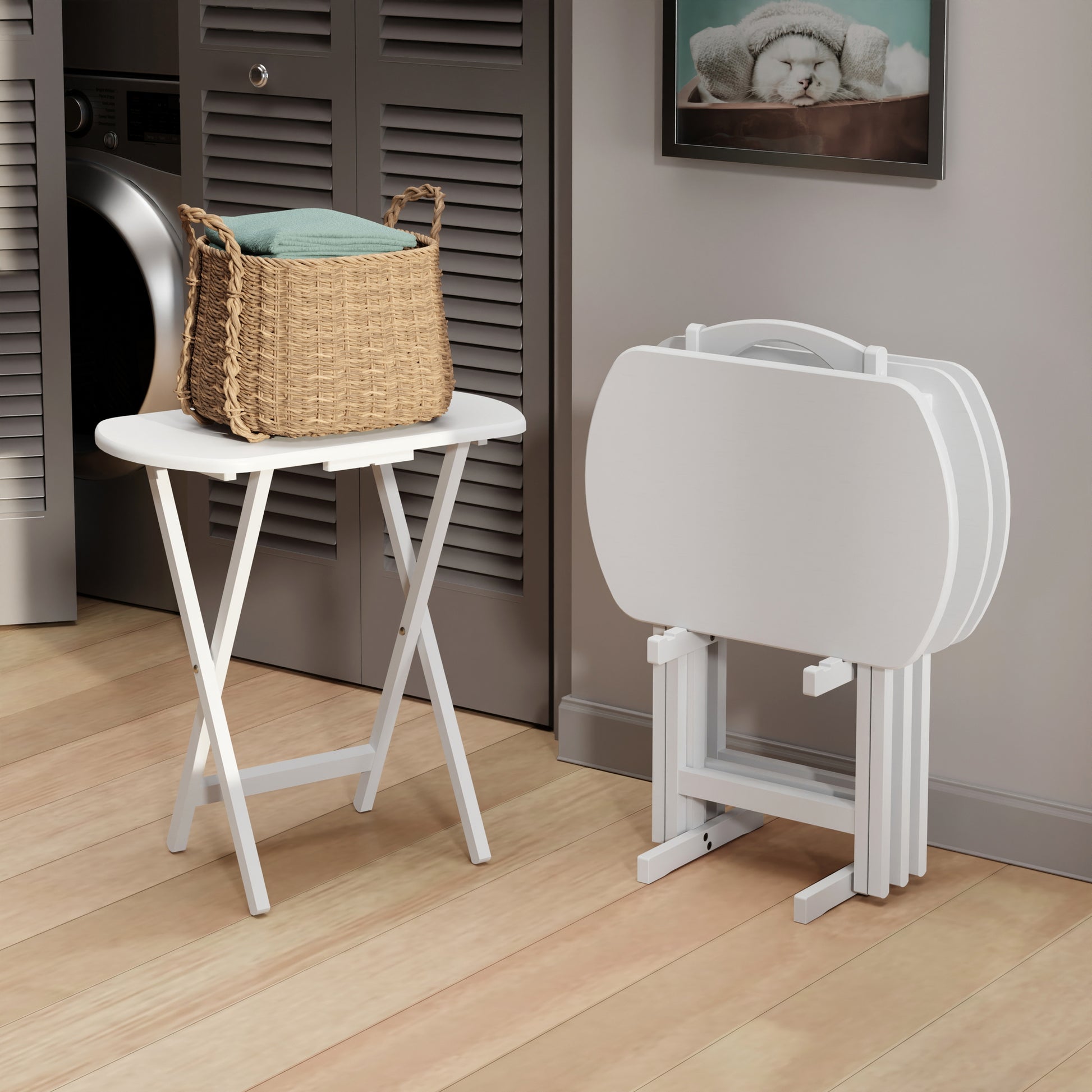 Corbett 5-Pc Oversized Snack Table Set, White