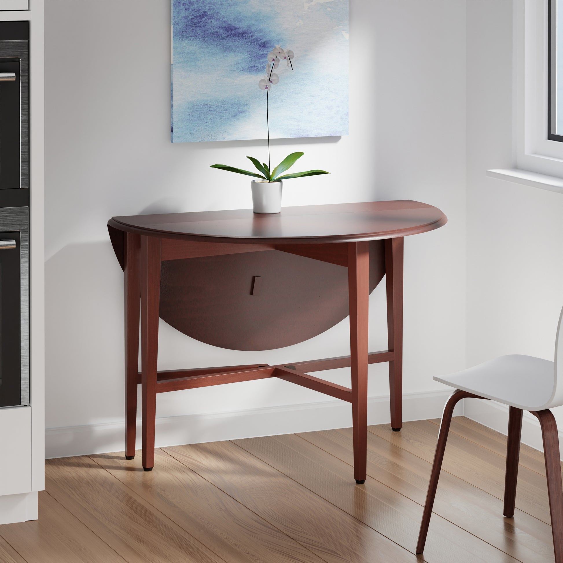 Hannah Double Drop Leaf Round Dining Table, Walnut