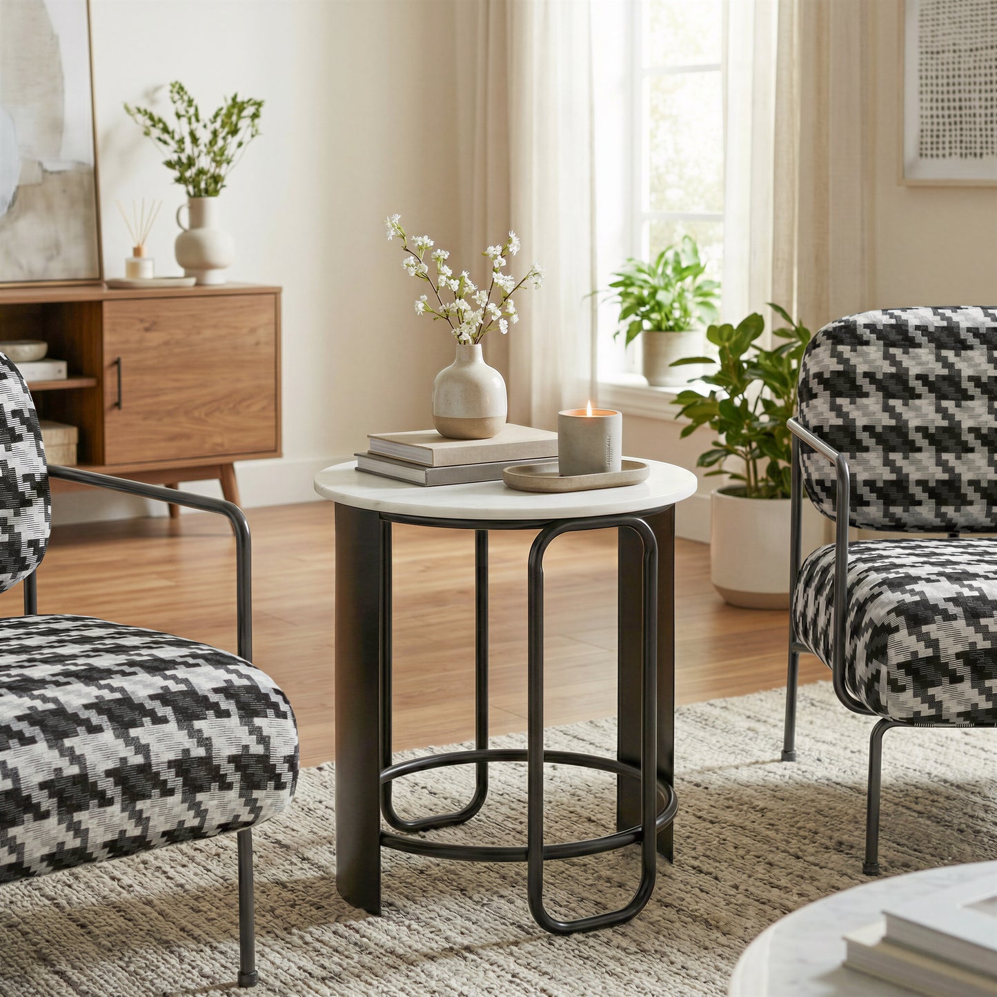 Obel Side Table White & Black - 6