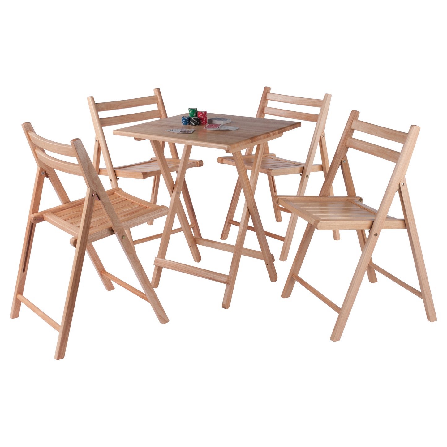 Delaney 5-PC Set, Folding Table and Chairs, Natural