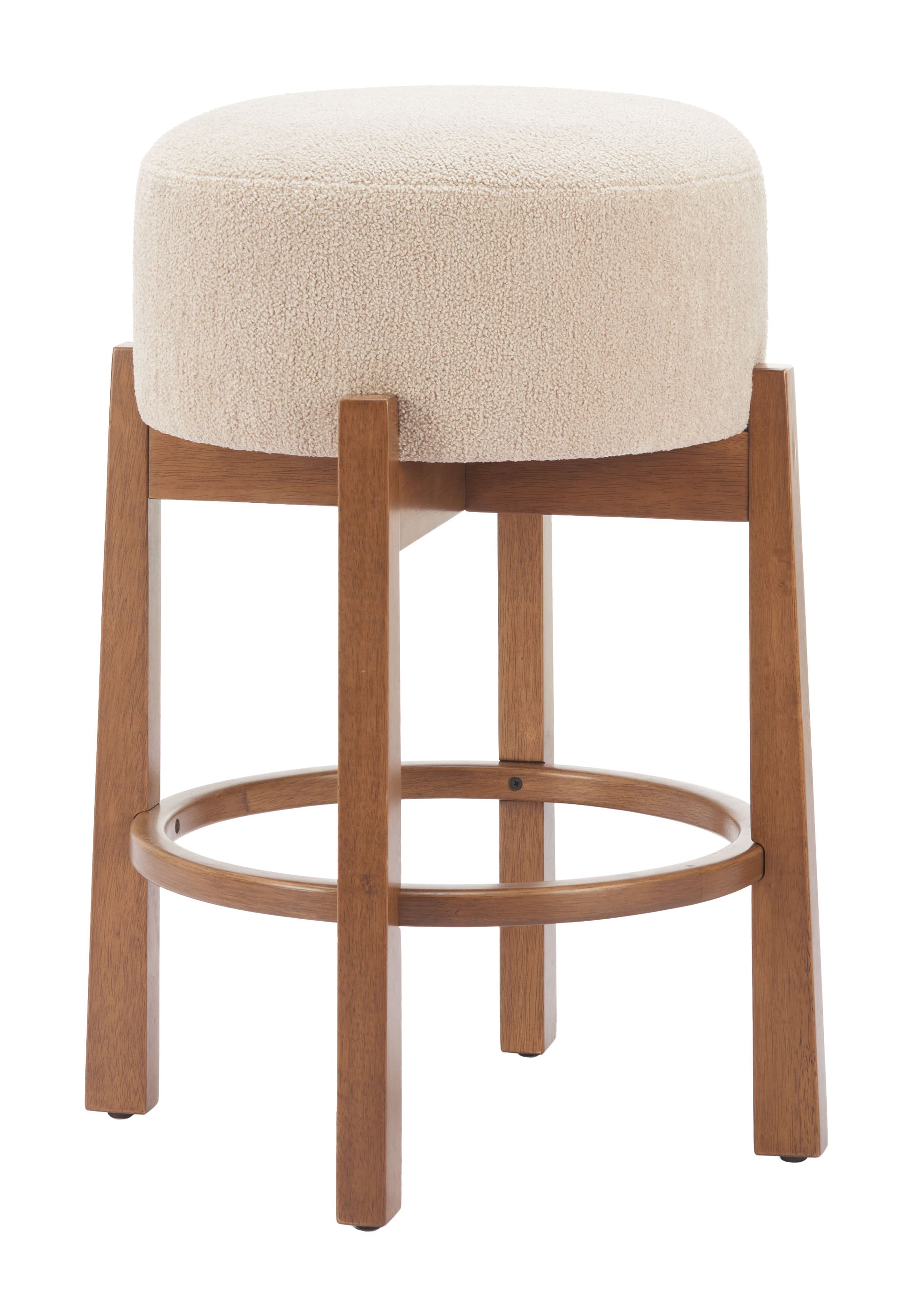 Nade Counter Stool (Set of 2) Beige & Walnut - 4