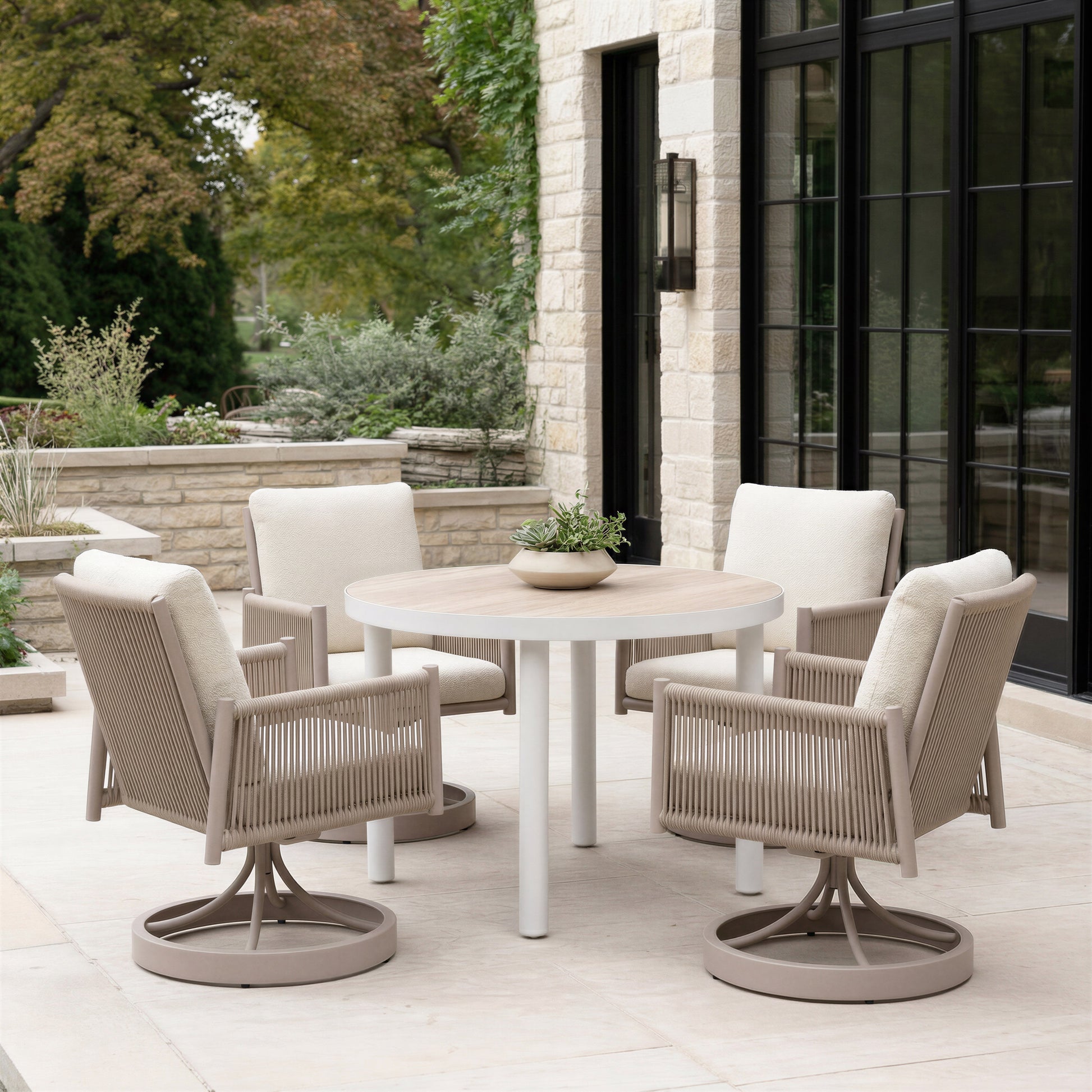 Rivan Swivel Dining Chair Beige - 8