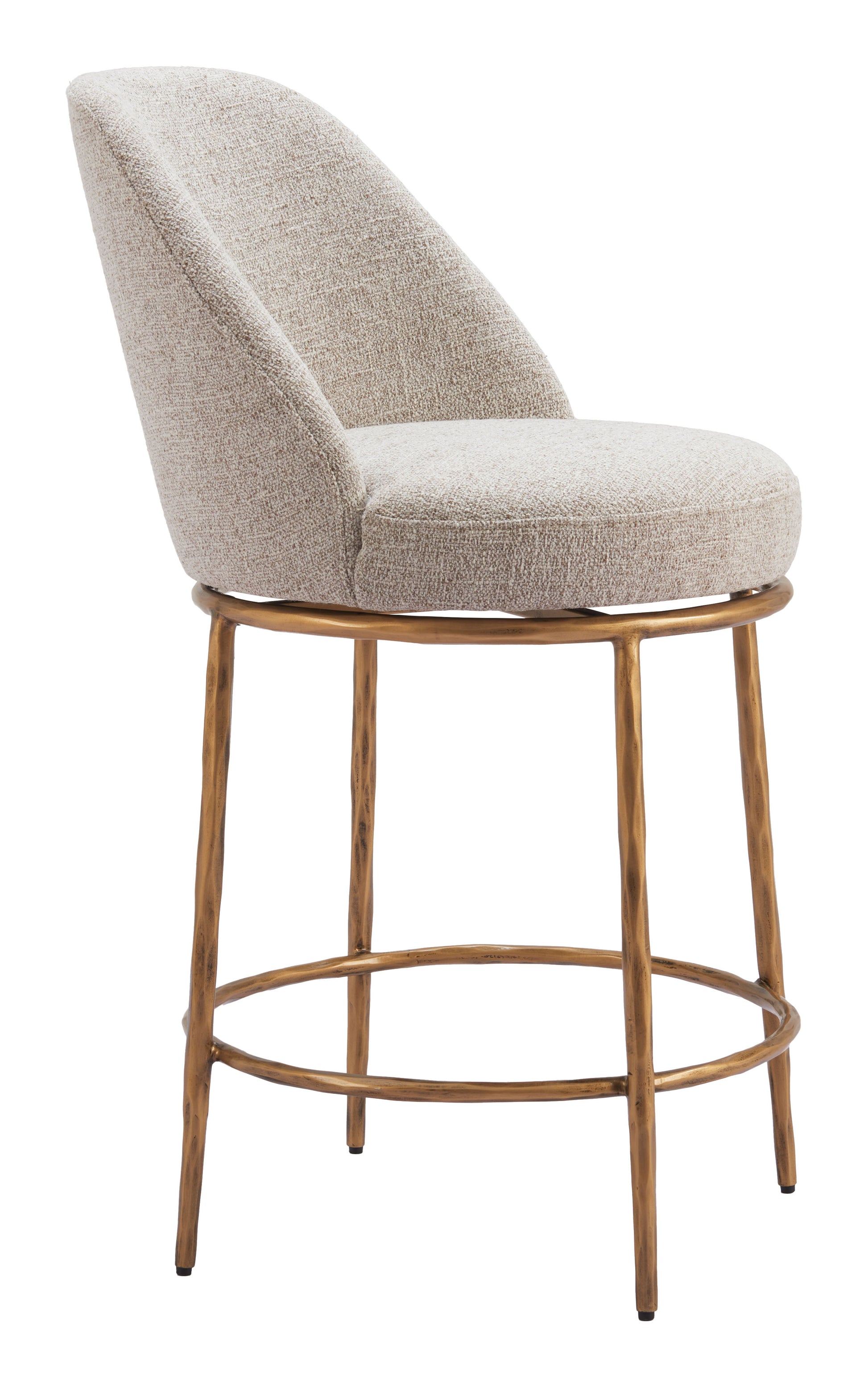 Nordhavn Swivel Counter Stool Beige & Gold - 6