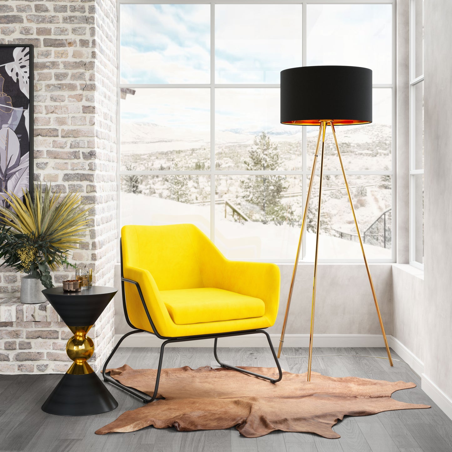 Mariel Floor Lamp Black & Gold