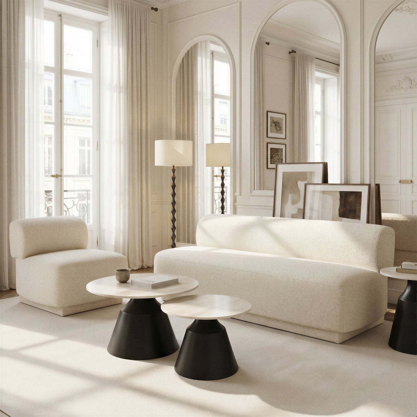 Camella Coffee Table Set (2-Piece) Light Beige & Black - 9