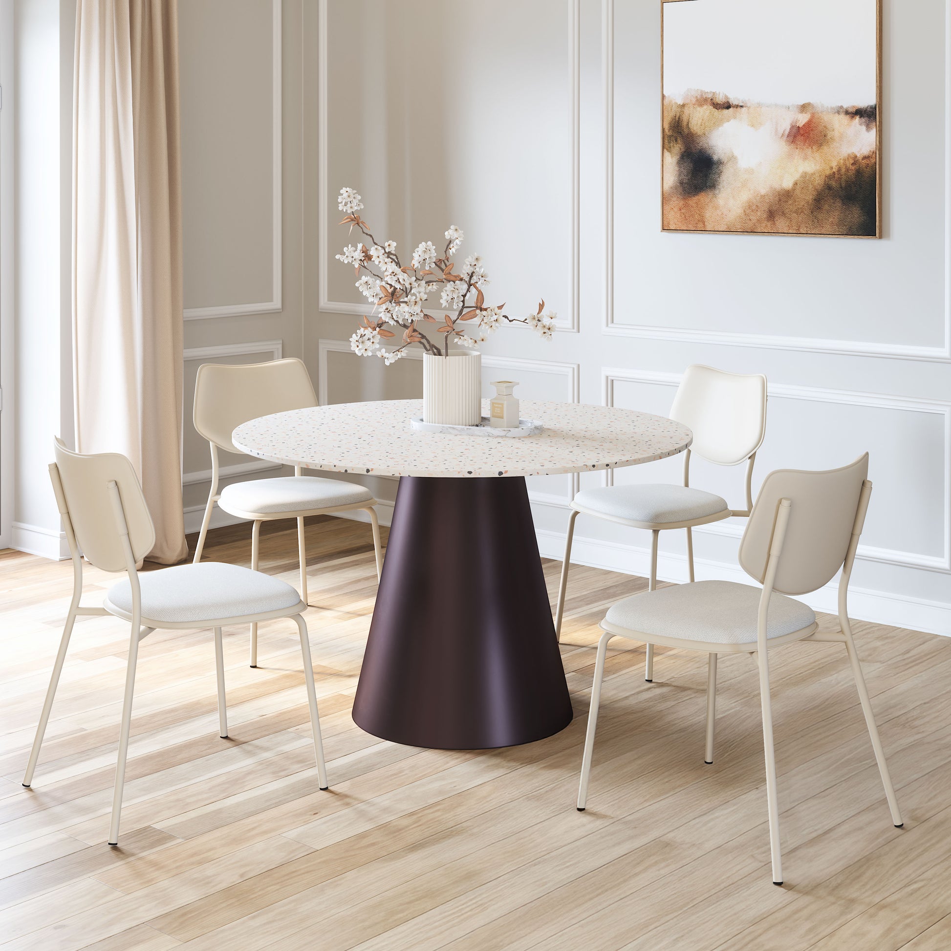 Zeal Dining Chair (Set of 4) Light Gray & Beige - 10
