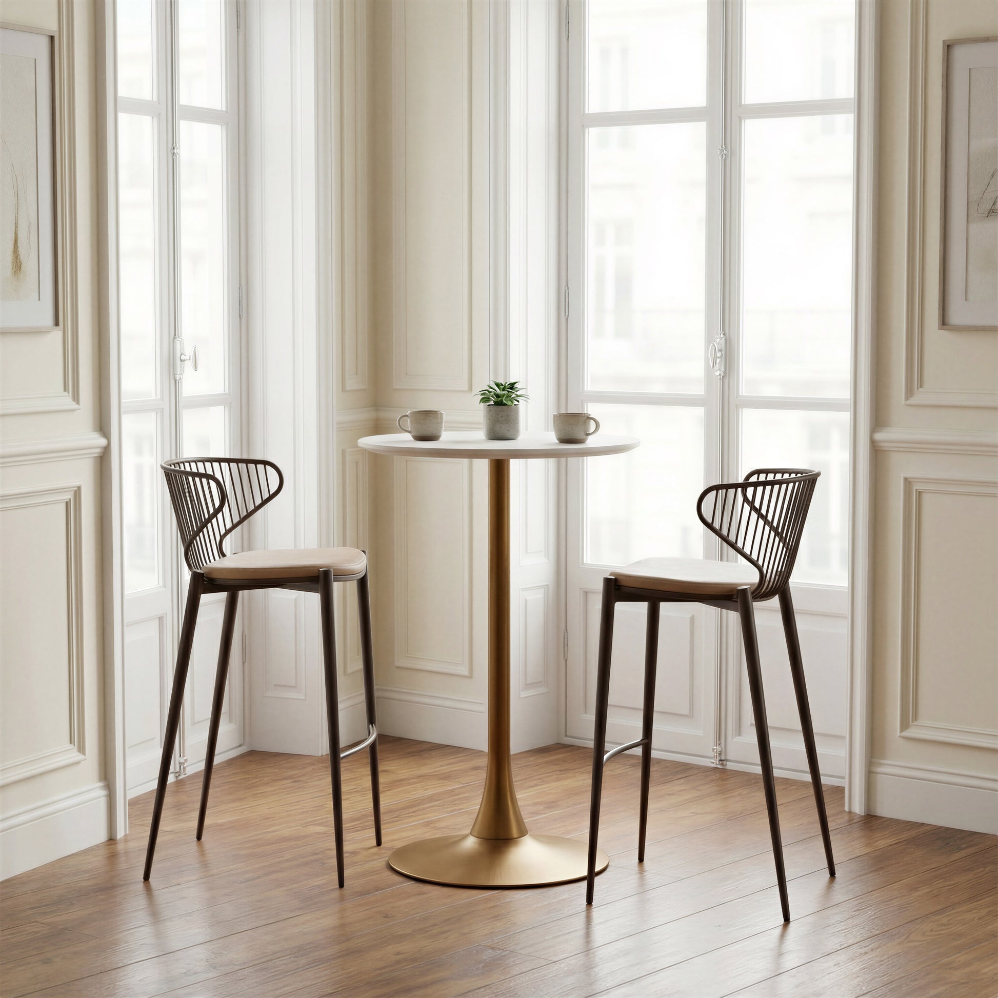 Silues Barstool (Set of 2) Taupe & Brown - 8