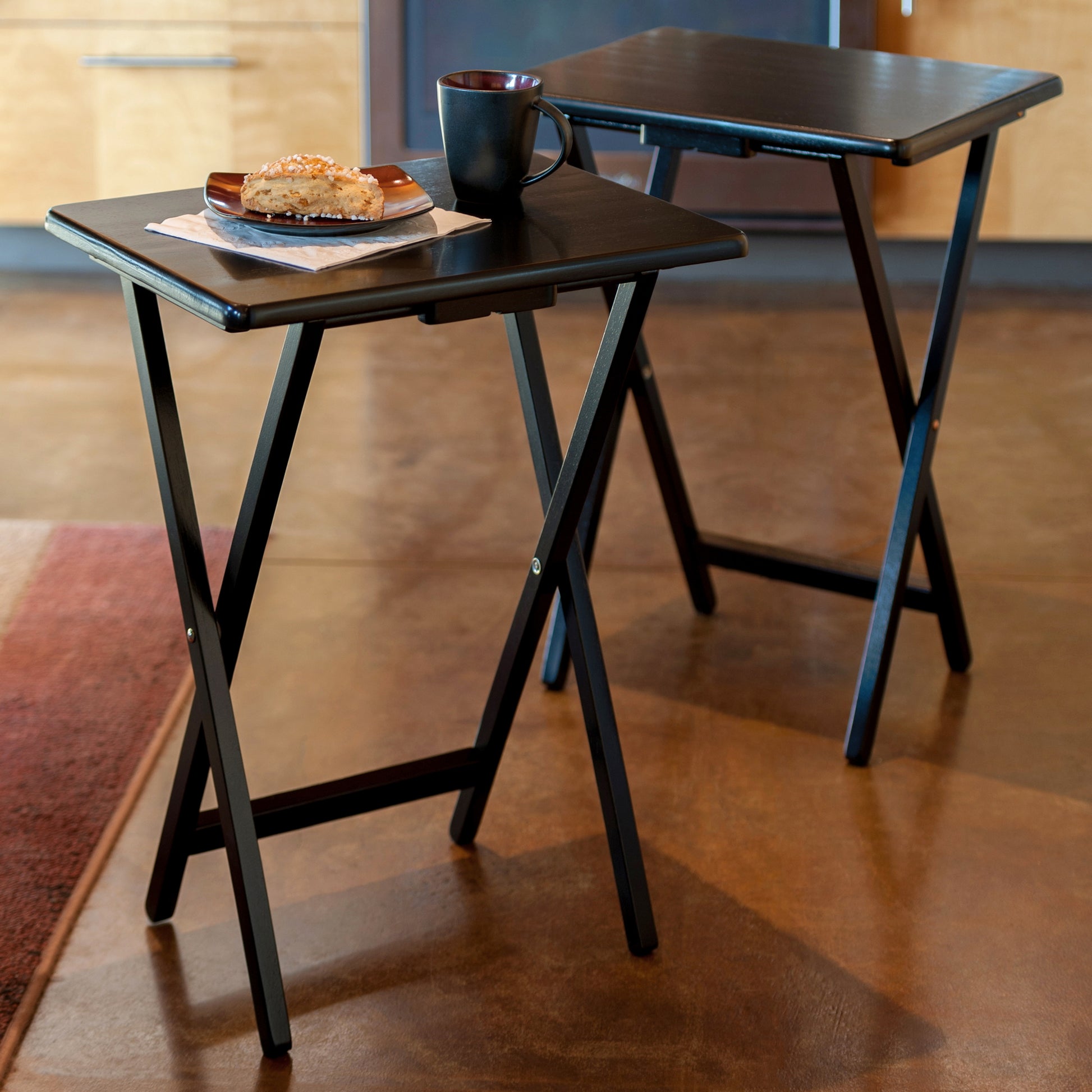 Alex 2-Pc Snack Tables, Black