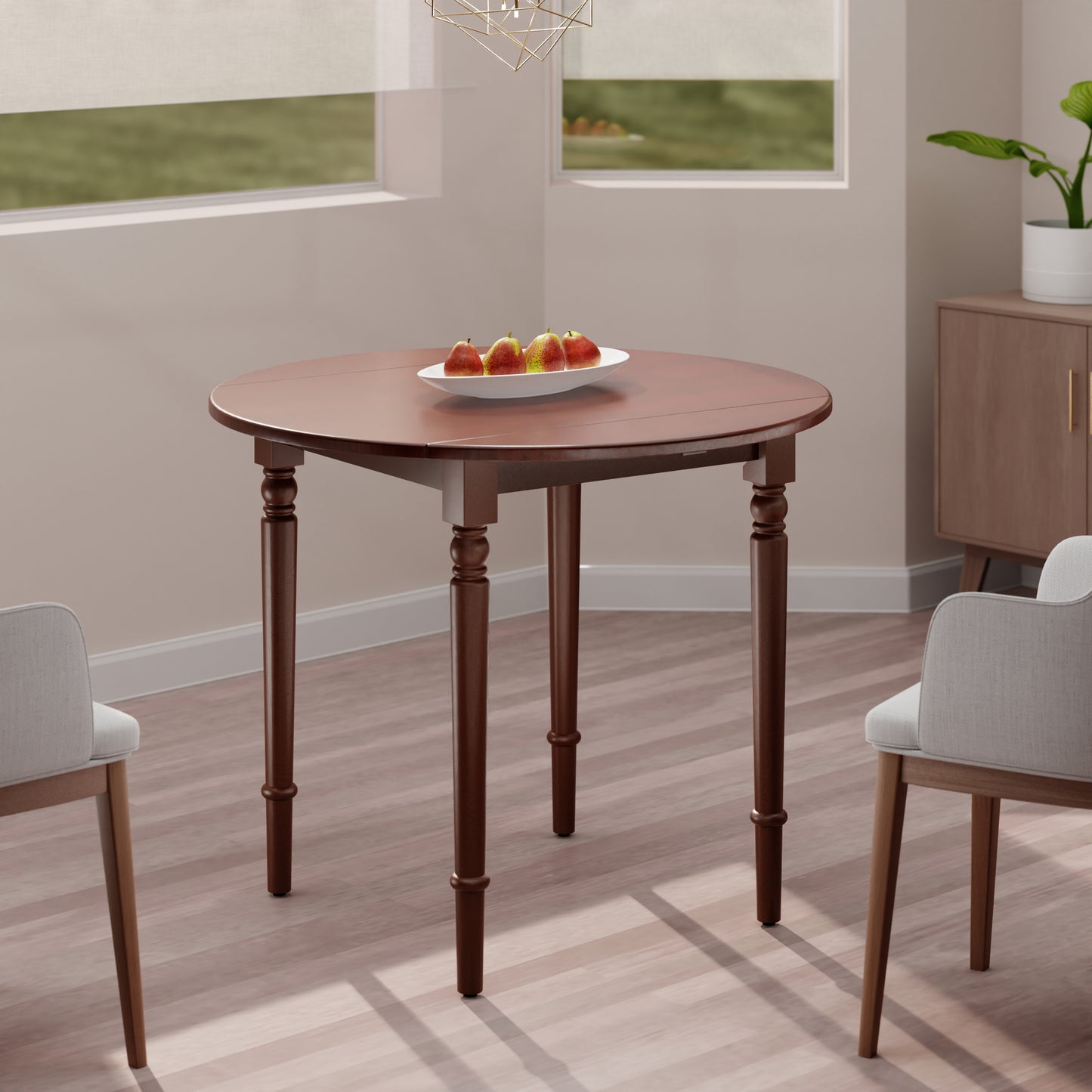 Sorella Round Double Drop Leaf Dining Table, Walnut
