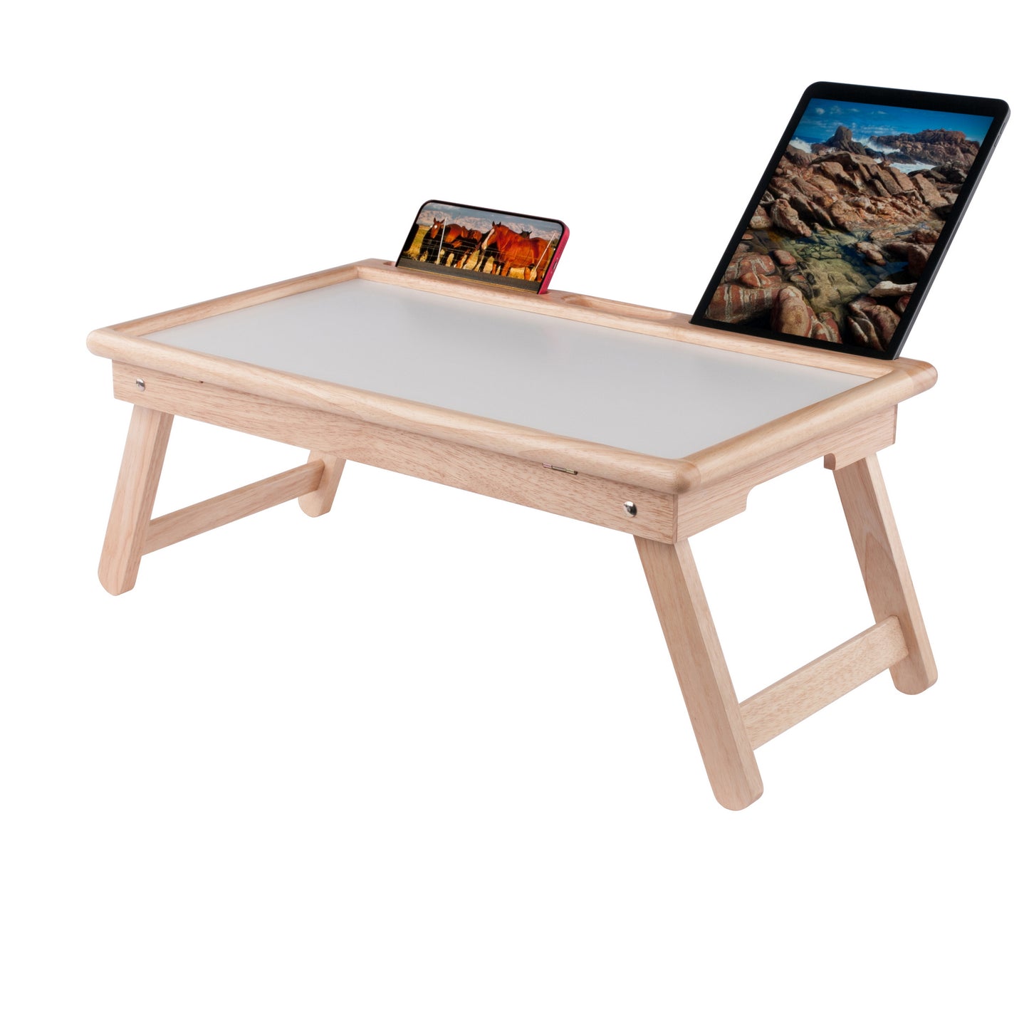 Arlo Breakfast Tray with Flip Top, Natural and White
