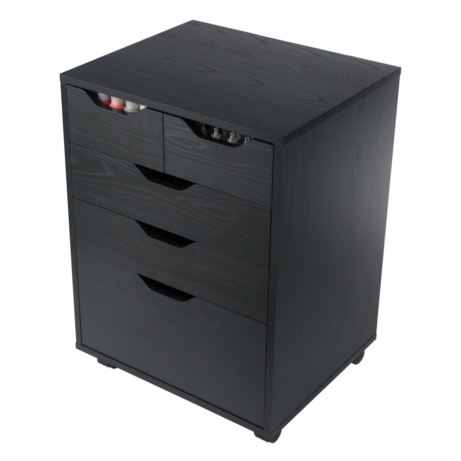 Halifax Bins & Drawers Storage Mobile Cabinet, Black