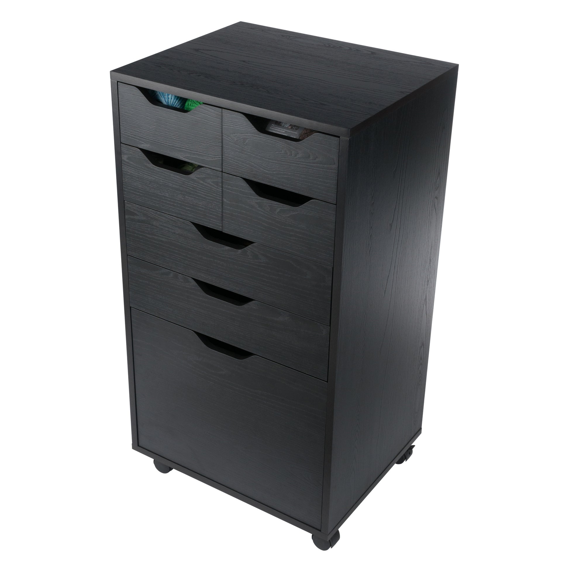 Halifax Bins & Drawers Multi-Storage Tall Mobile Cabinet, Black