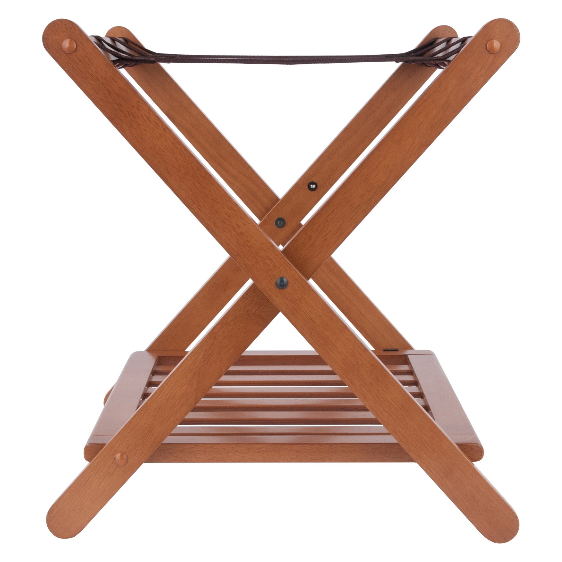 Reese Luggage Rack with Shelf, Teak