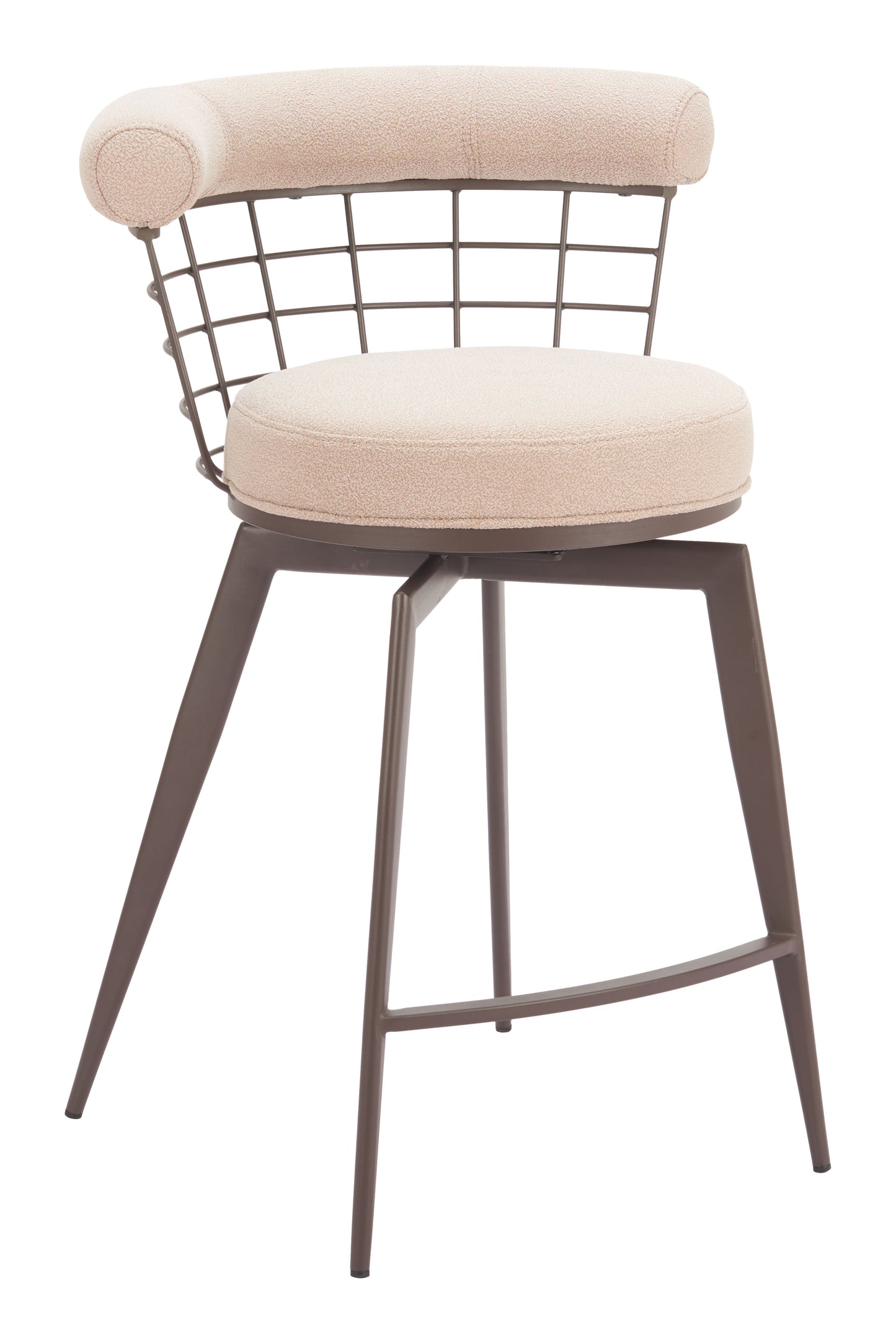Saku Swivel Counter Stool Beige & Brown - 6