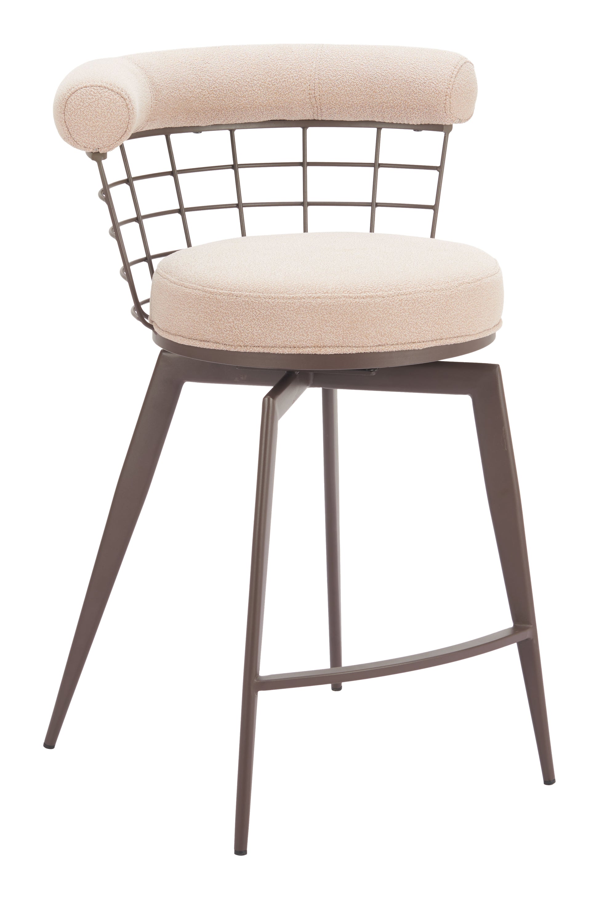 Saku Swivel Counter Stool Beige & Brown - 6