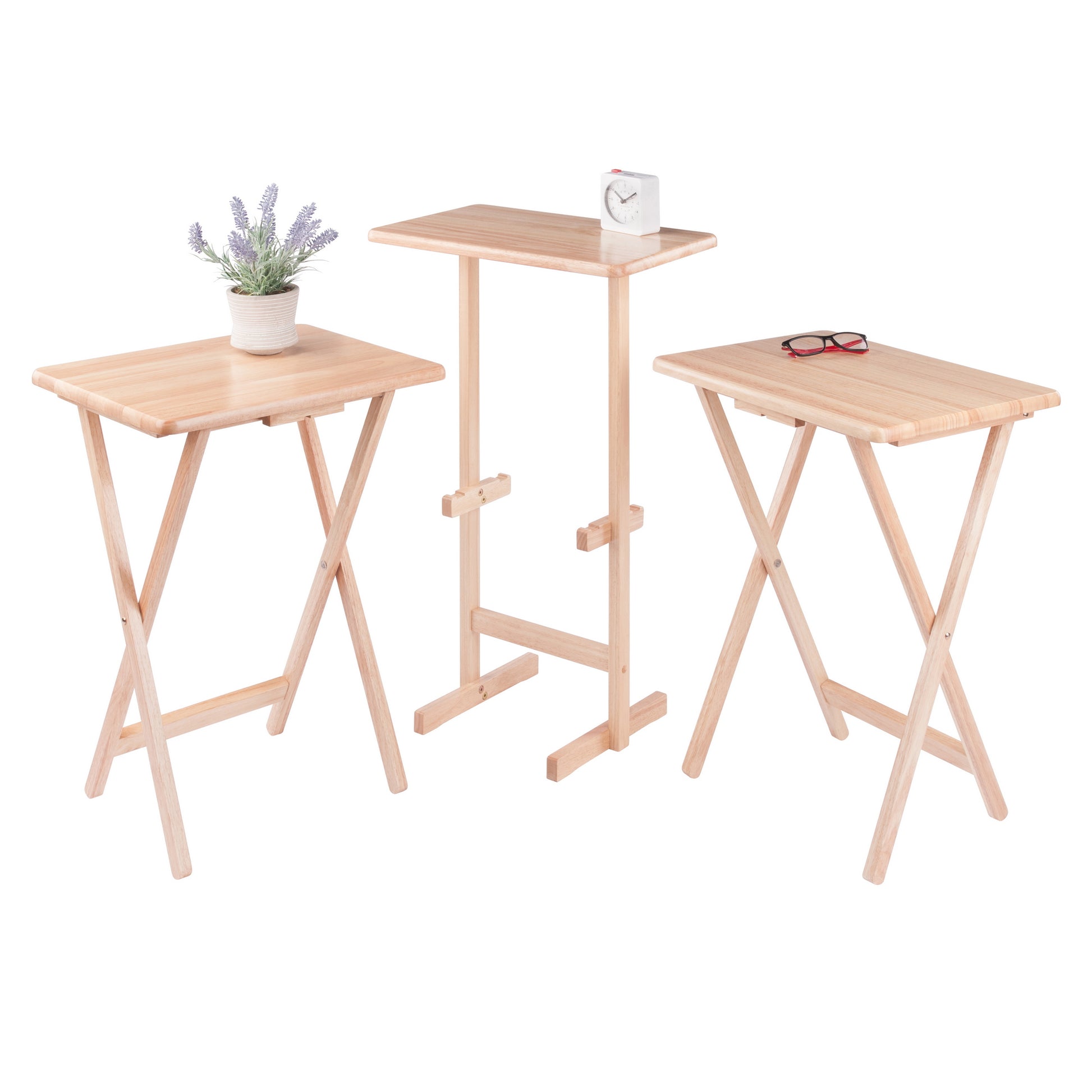 Riley 3-Pc Set Snack Table, Natural Finish