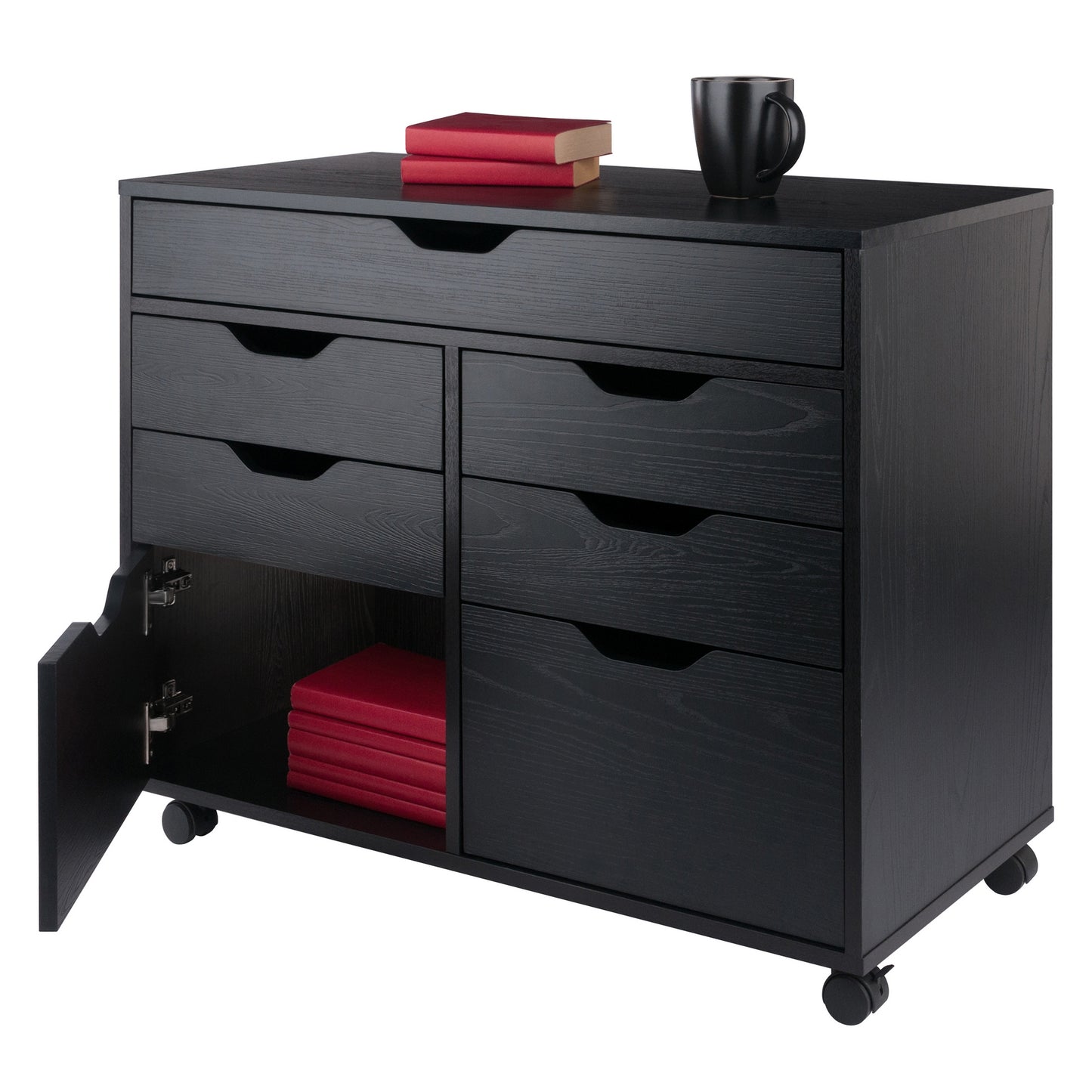 Halifax 5-Drawer Multi-Storage Mobile Cabinet, Black