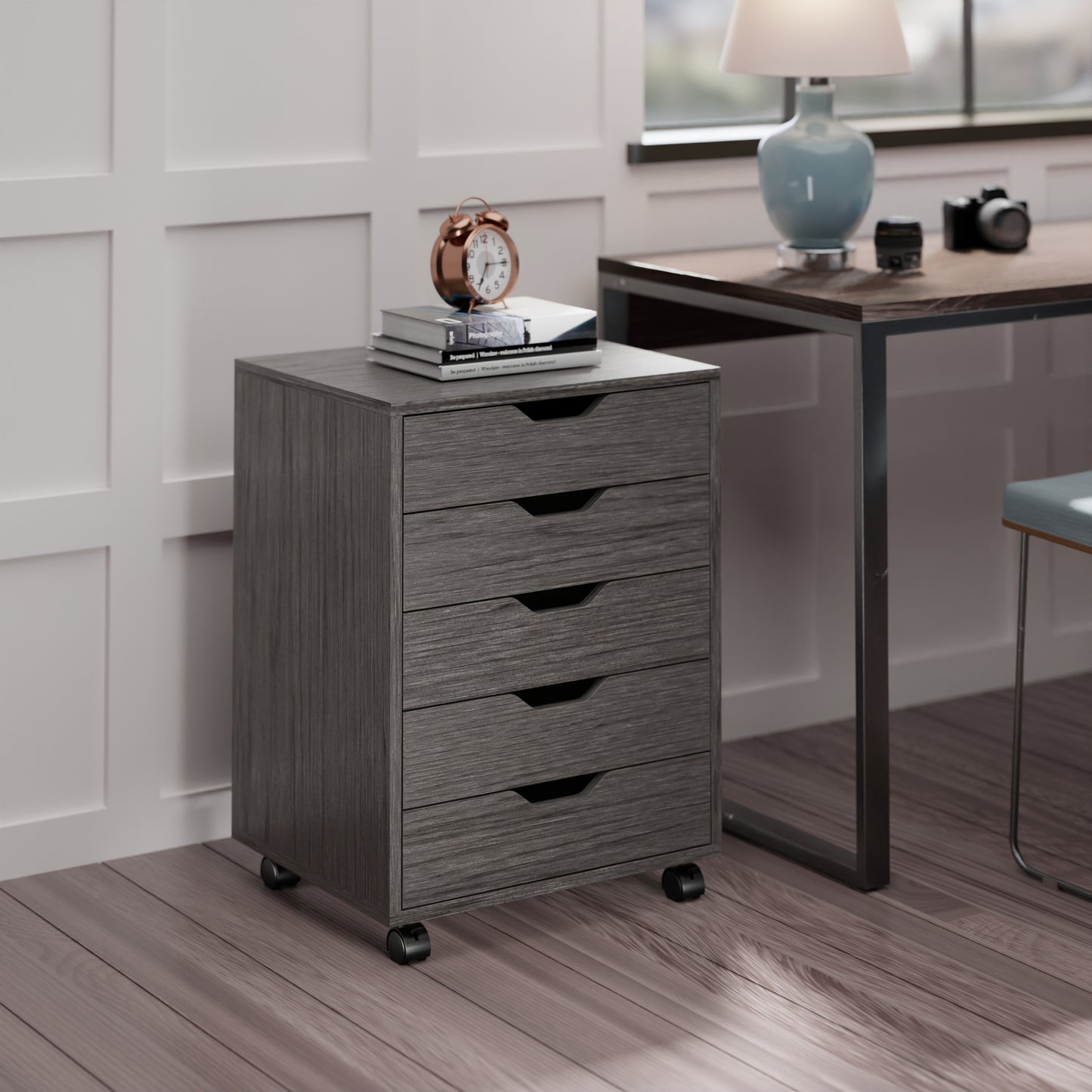 Halifax 5-Drawer Mobile Cabinet, Charcoal