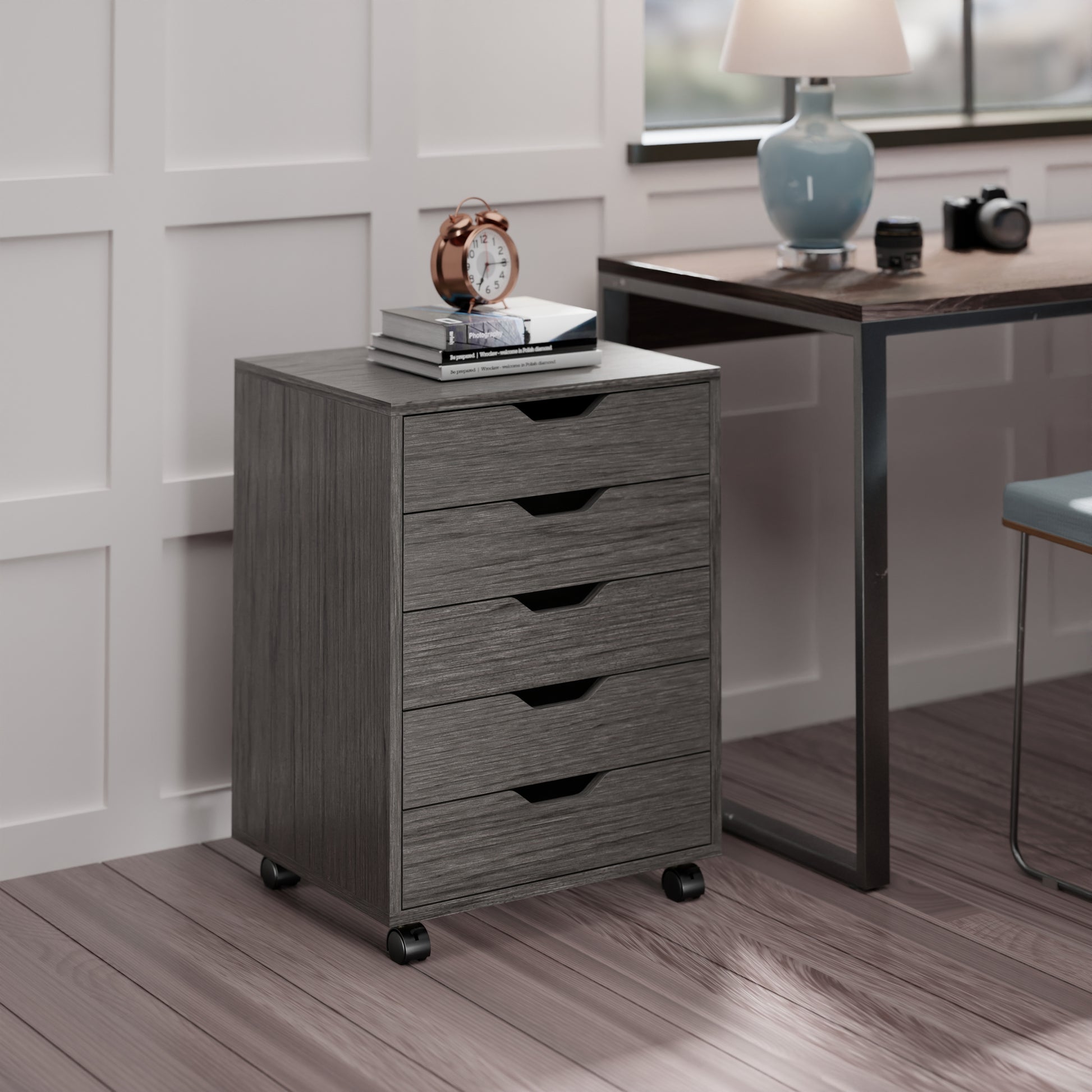 Halifax 5-Drawer Mobile Cabinet, Charcoal