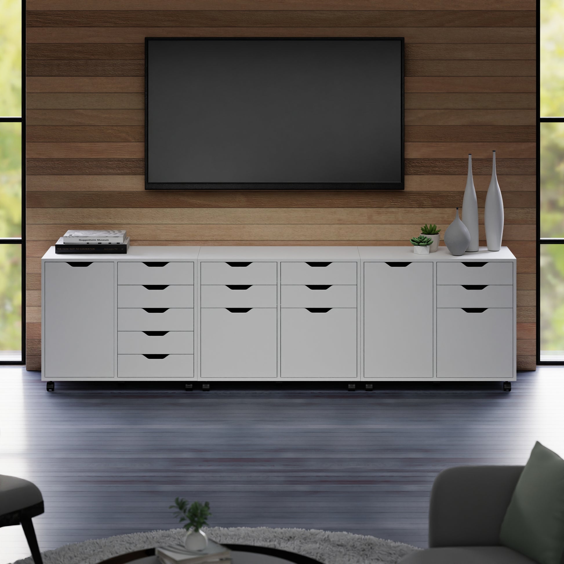 Halifax 3-Pc Cabinet Set with File Drawer, White