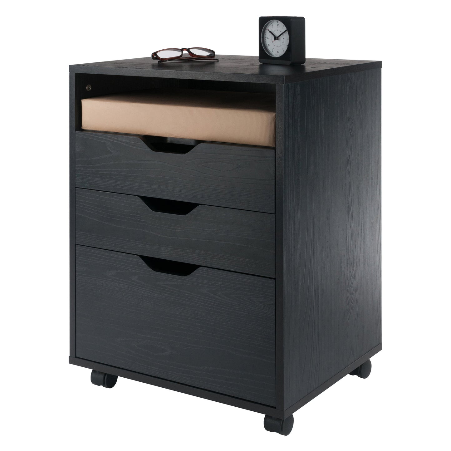 Halifax Bins & Drawers Storage Mobile Cabinet, Black