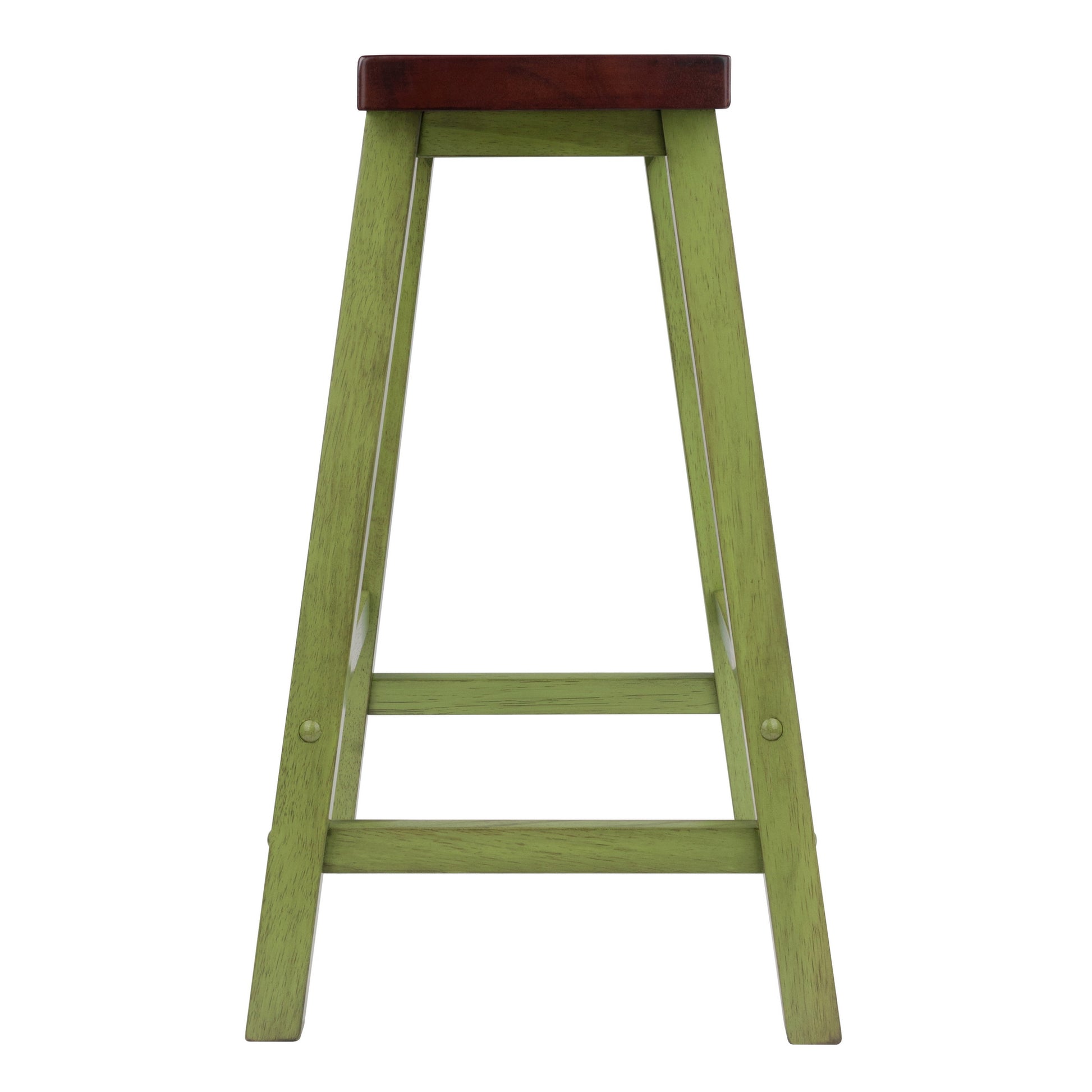 Satori Saddle Seat Counter Stool, Rustic Green and Walnut