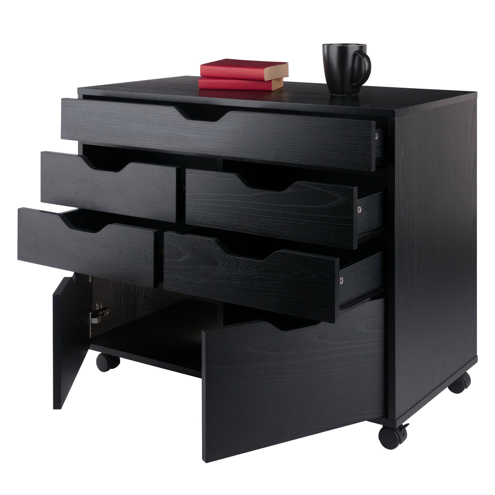 Halifax 5-Drawer Multi-Storage Mobile Cabinet, Black
