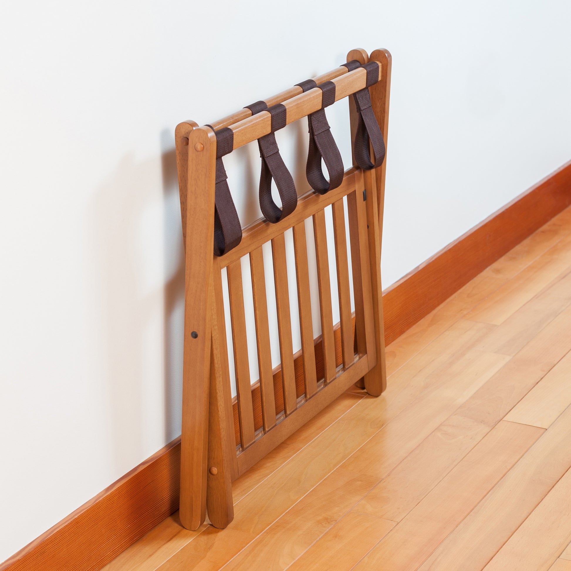Reese Luggage Rack with Shelf, Teak