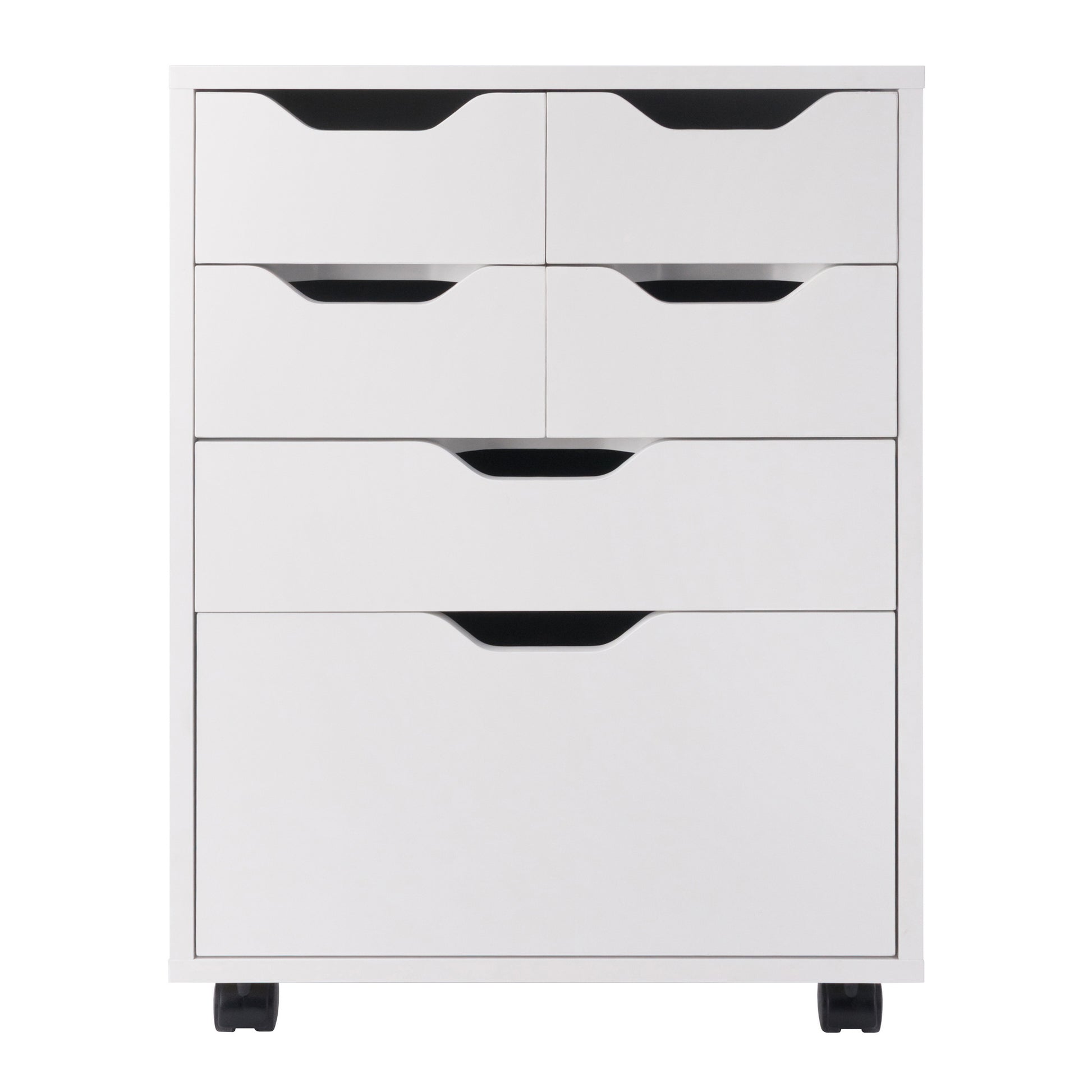 Norfolk 4 Bins, 2 Drawer Mobile Cabinet, White Finish
