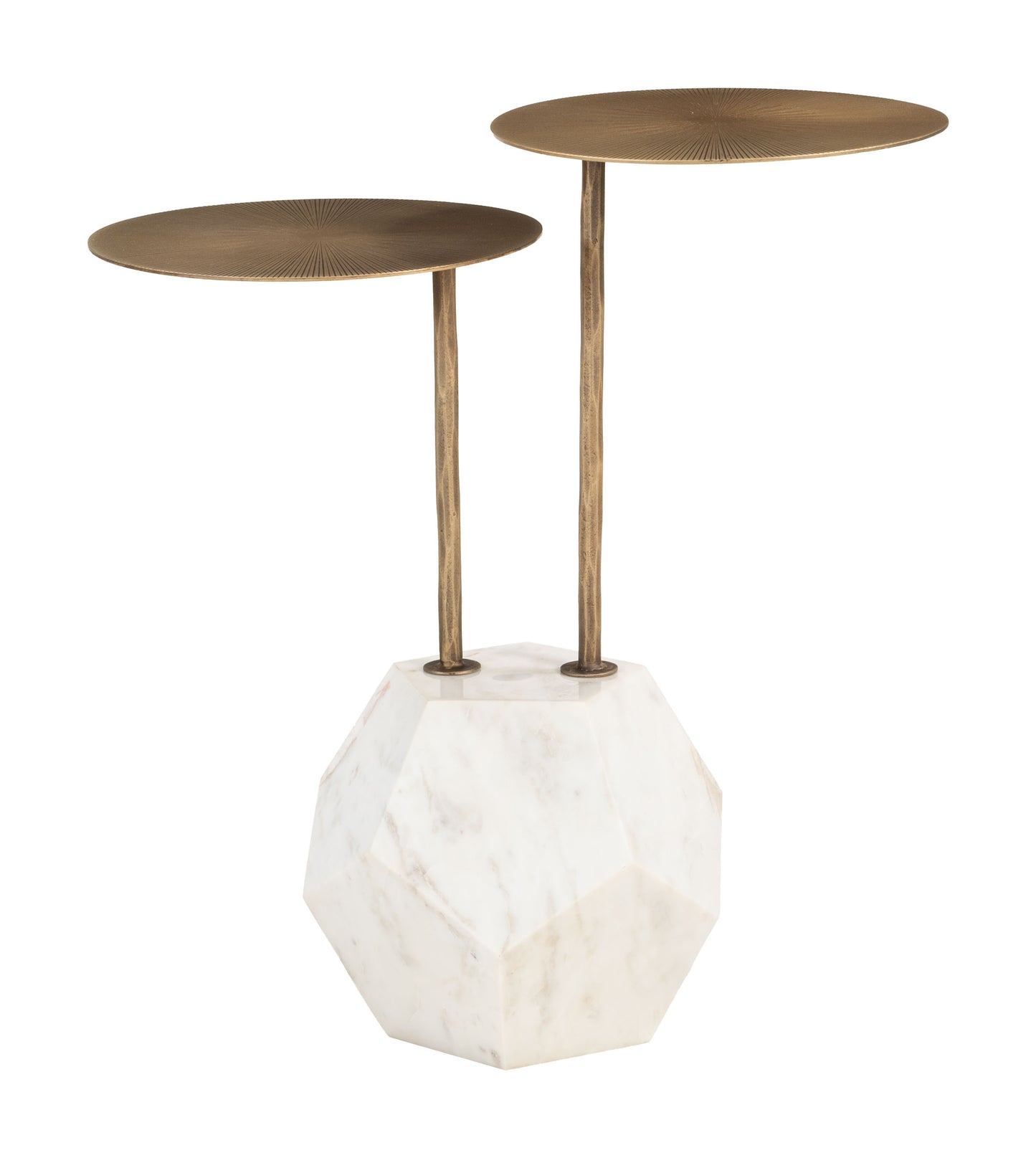 Anten Side Table Brass & White - 3